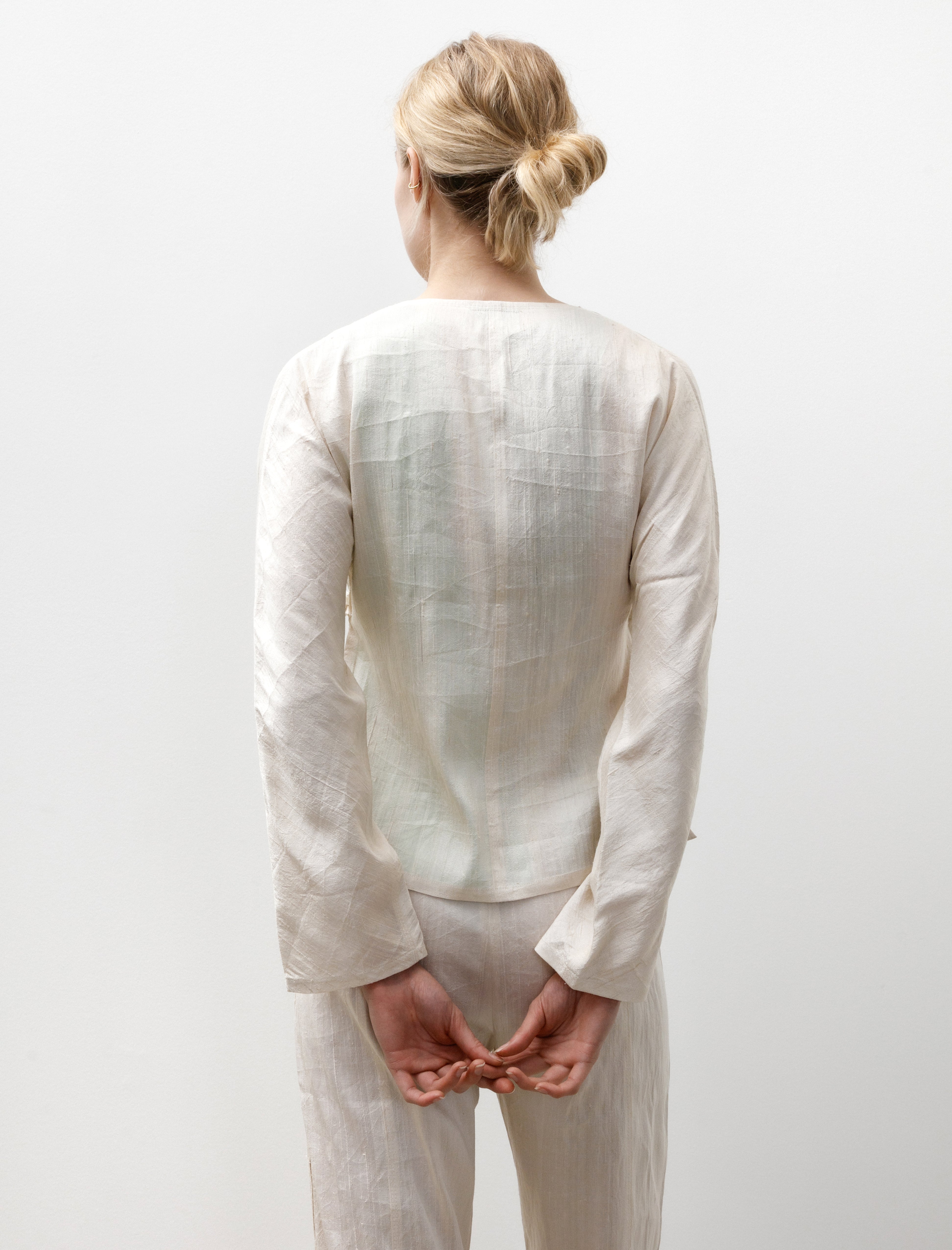 Azur Raw Silk Wrap Shirt Off White