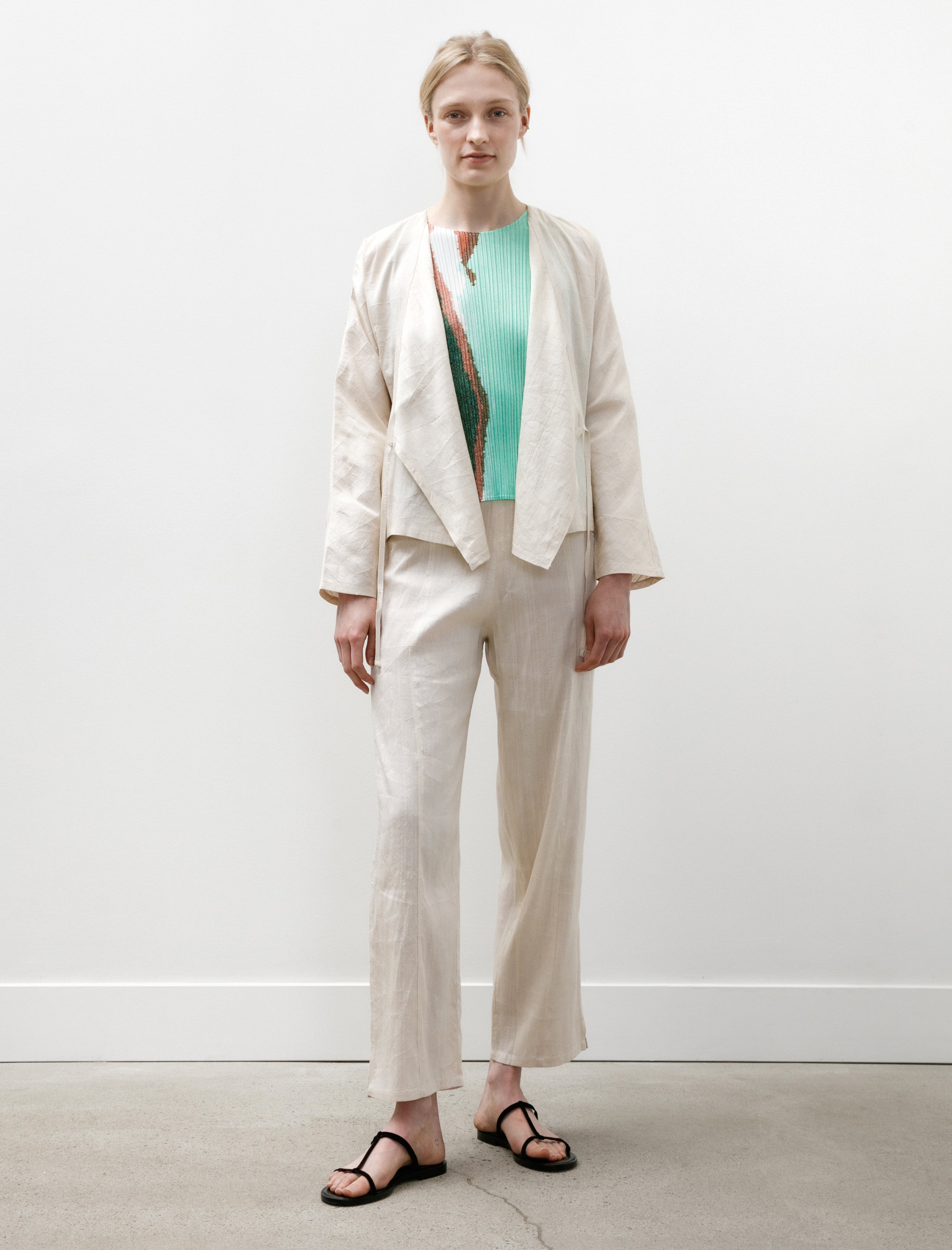 Azur Raw Silk Wrap Shirt Off White