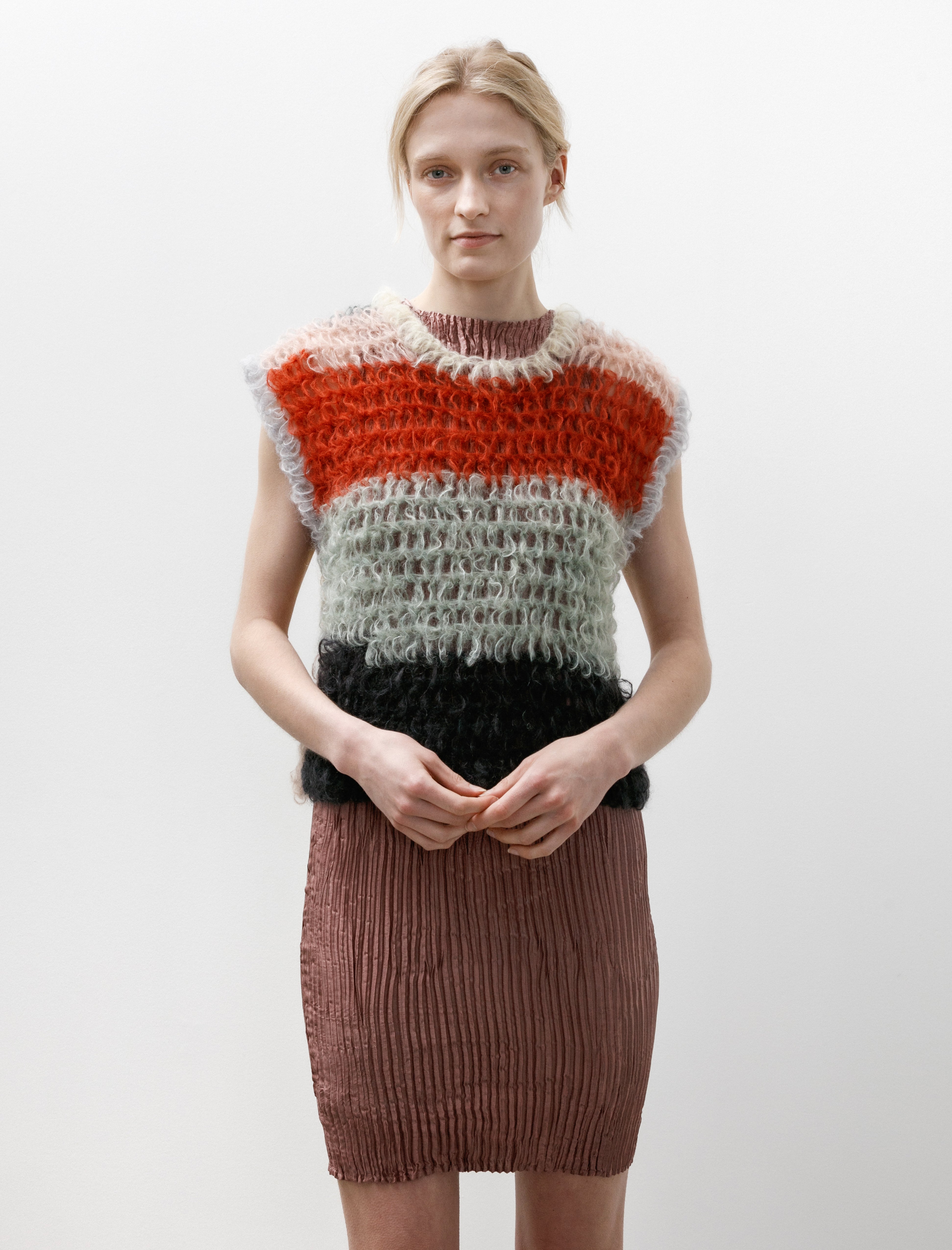 EDNA Multicolour Vest Red/Mint/Black