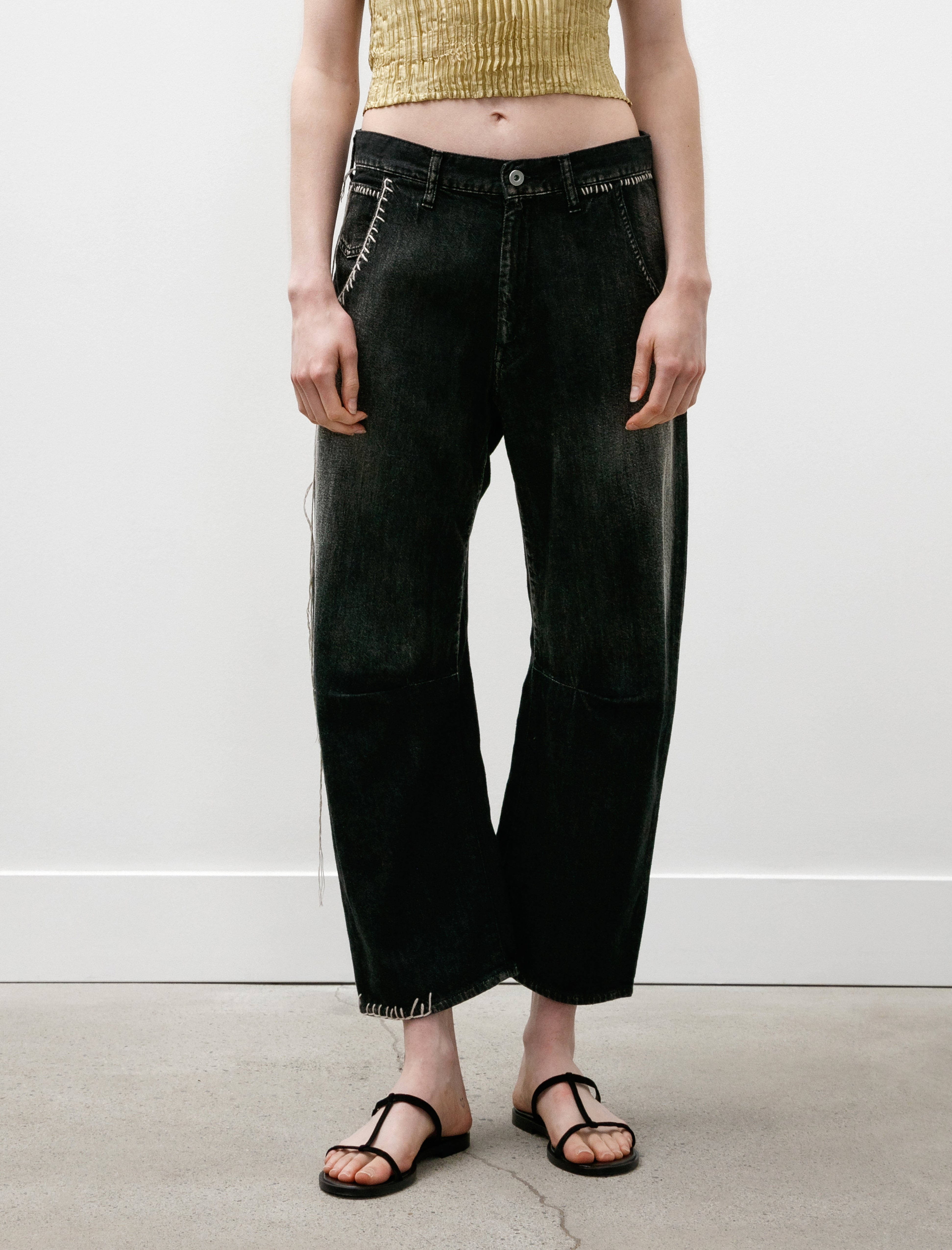 Y's by Yohji Yamamoto Wide Leg Gusset Jeans Black