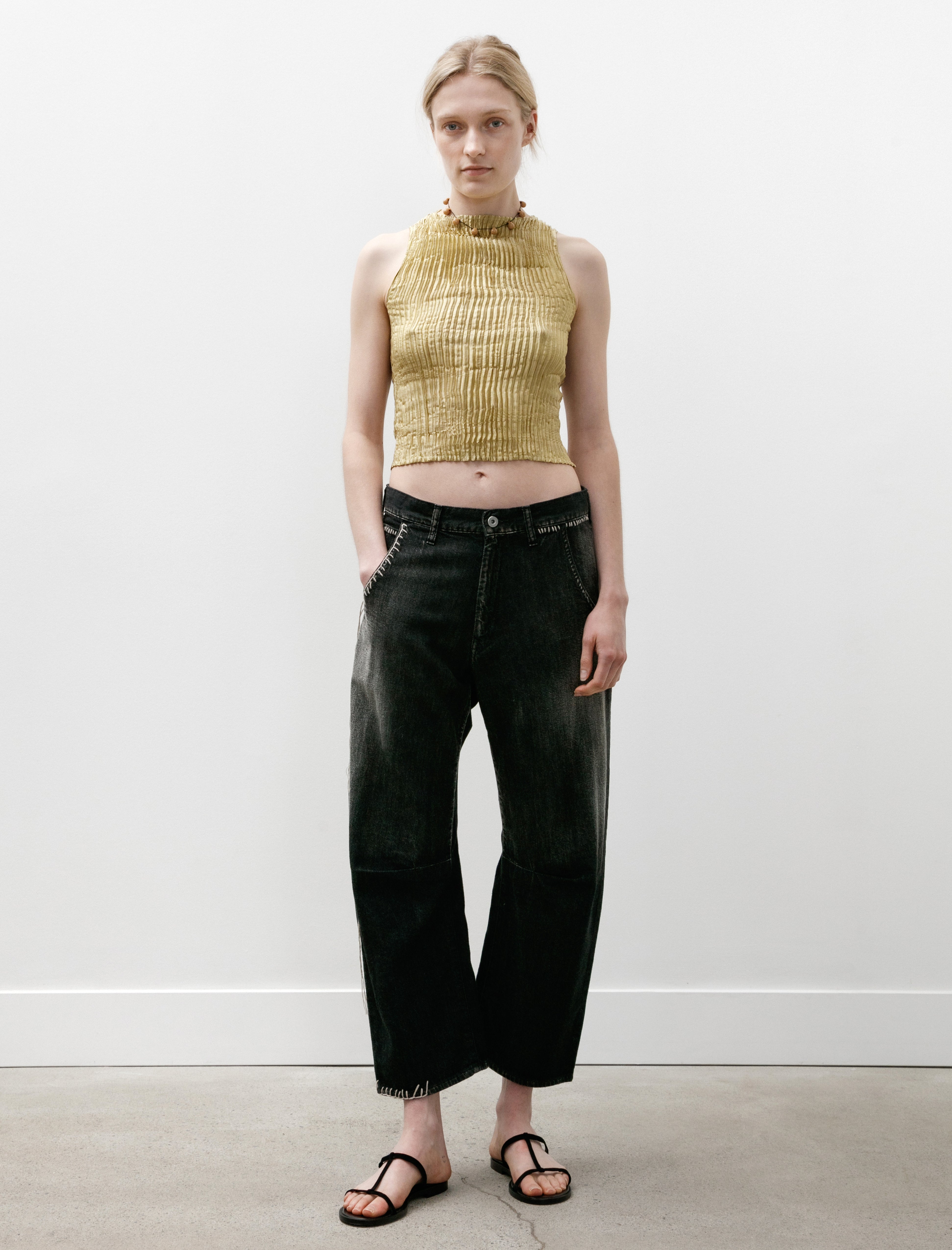 Y's by Yohji Yamamoto Wide Leg Gusset Jeans Black