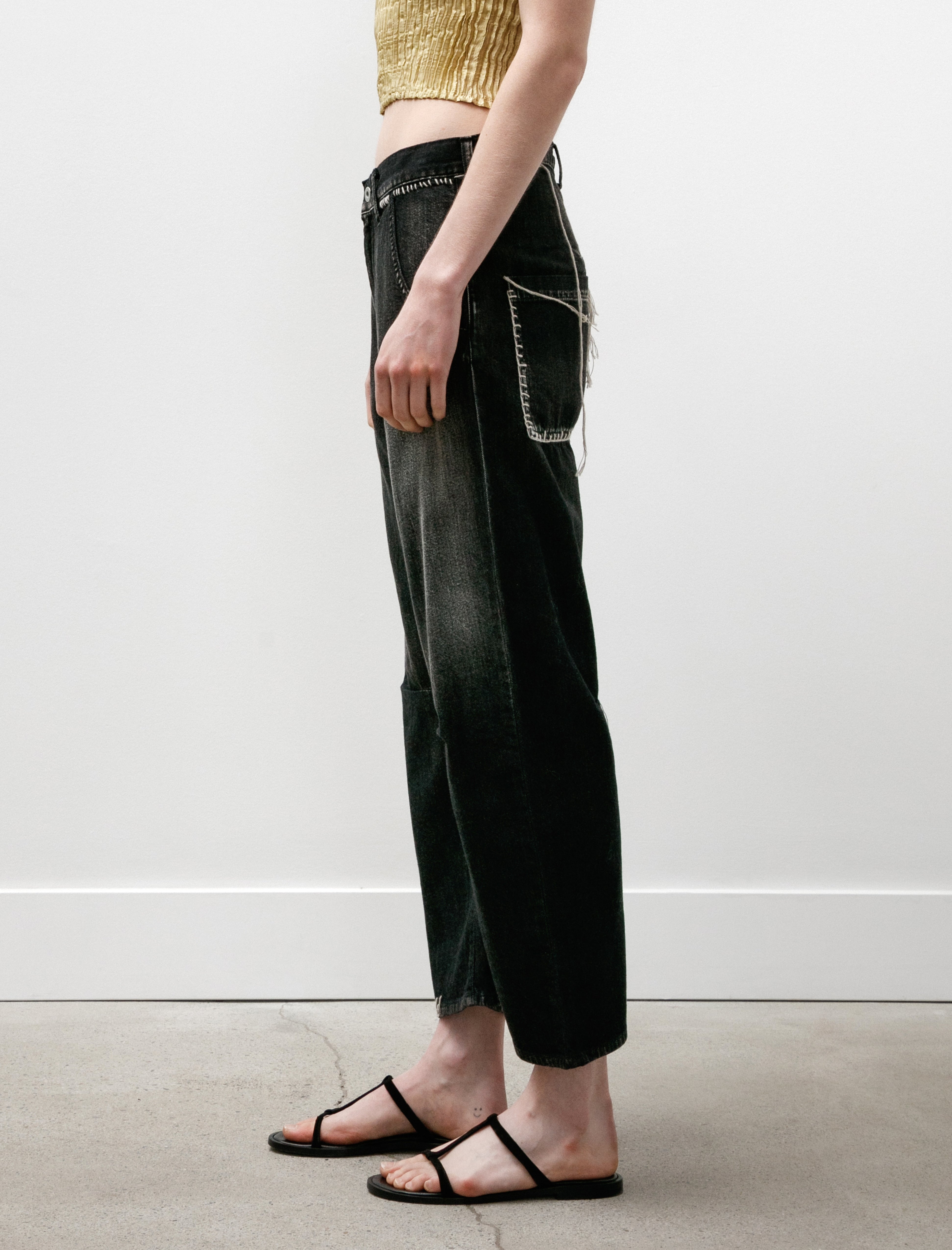 Y's by Yohji Yamamoto Wide Leg Gusset Jeans Black