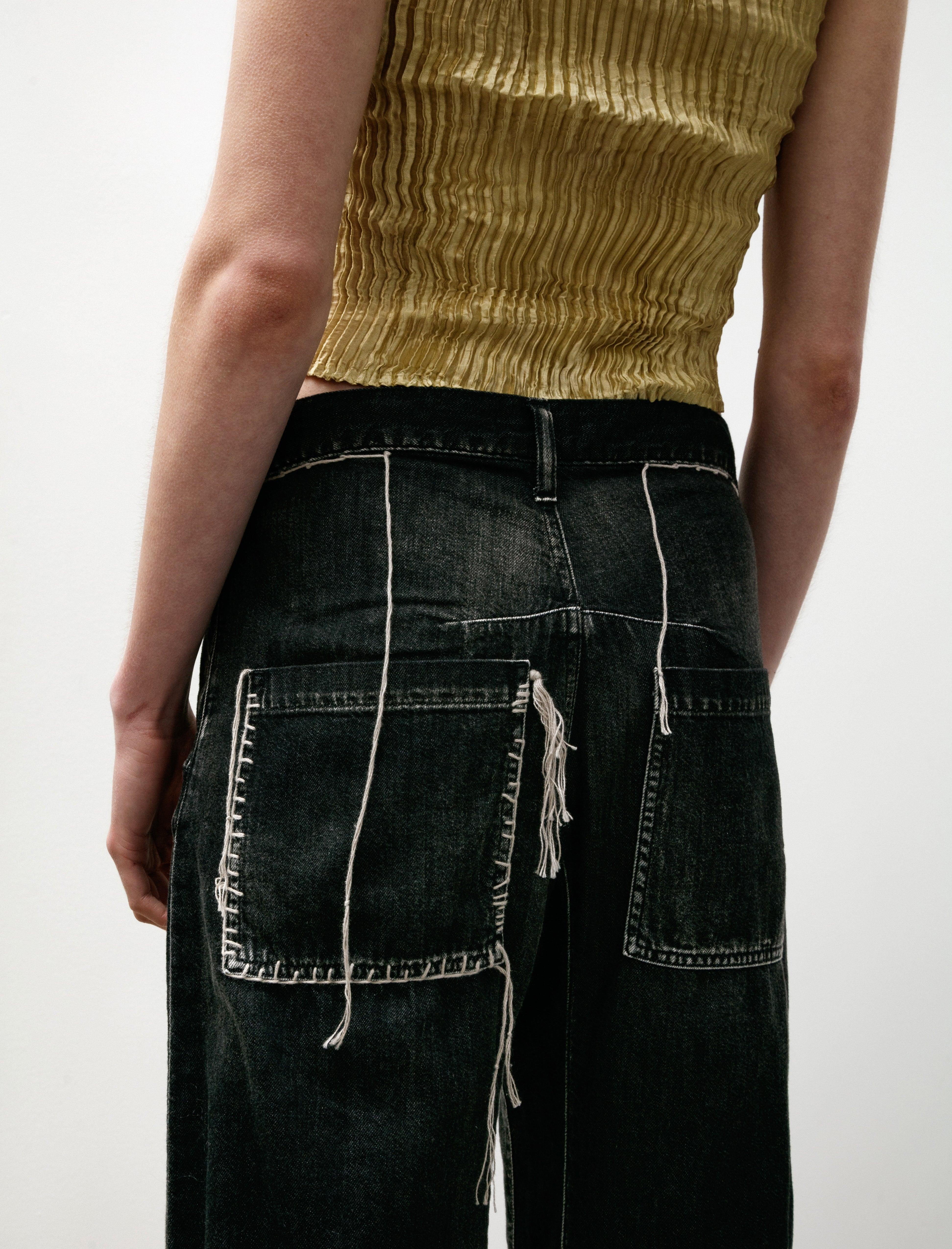 Y's by Yohji Yamamoto Wide Leg Gusset Jeans Black