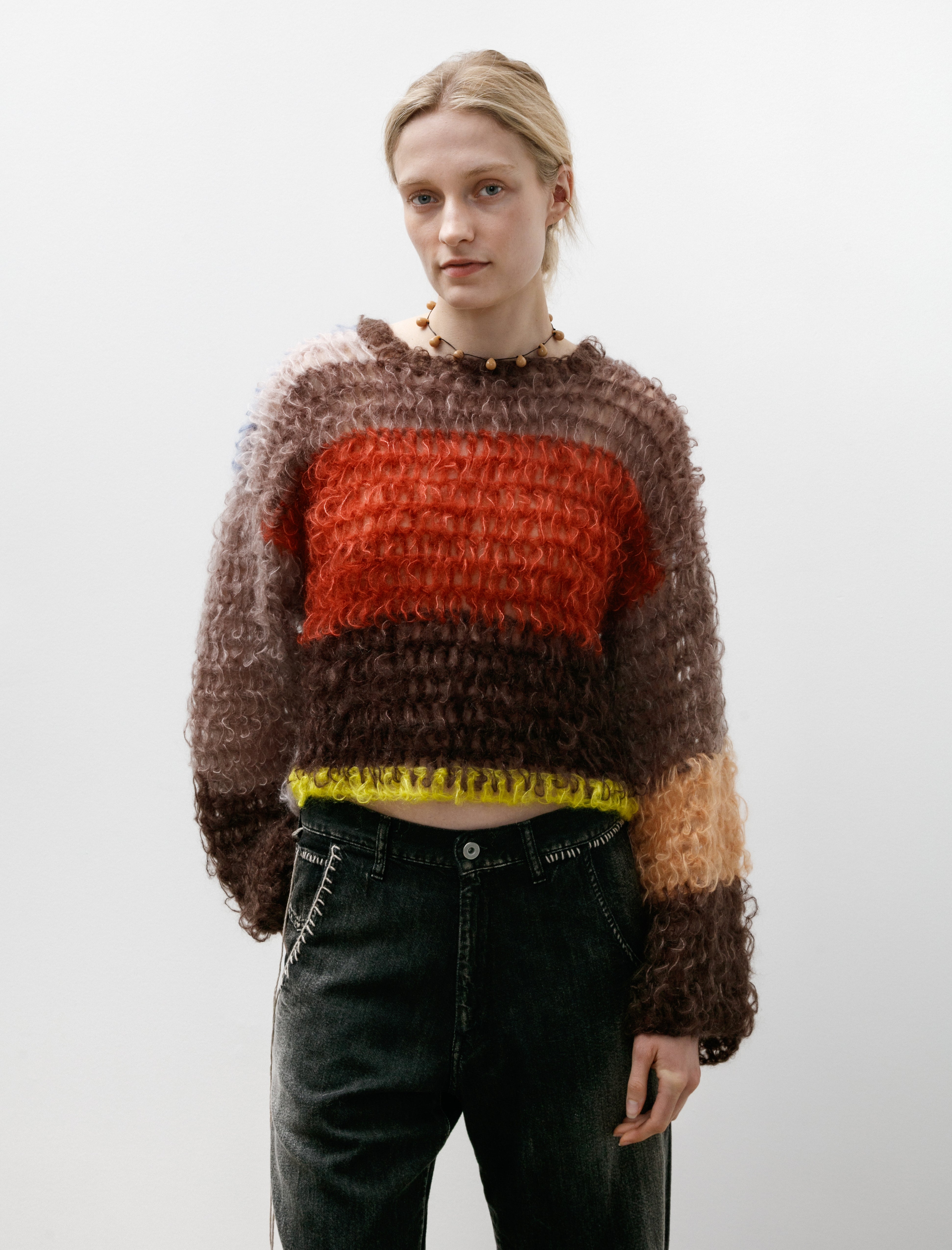 Wide Arm Pullover Brown/Red/Yellow