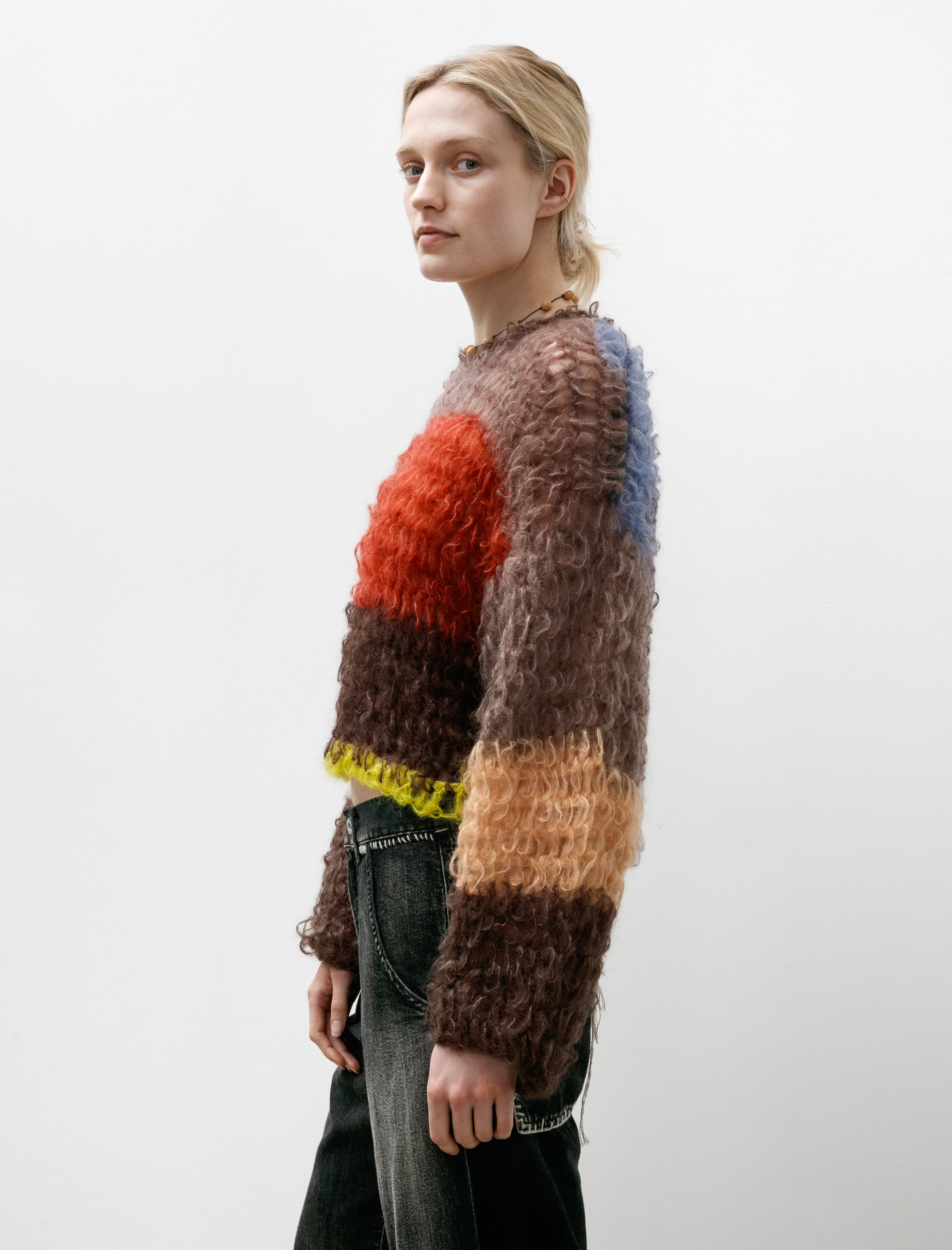 Wide Arm Pullover Brown/Red/Yellow