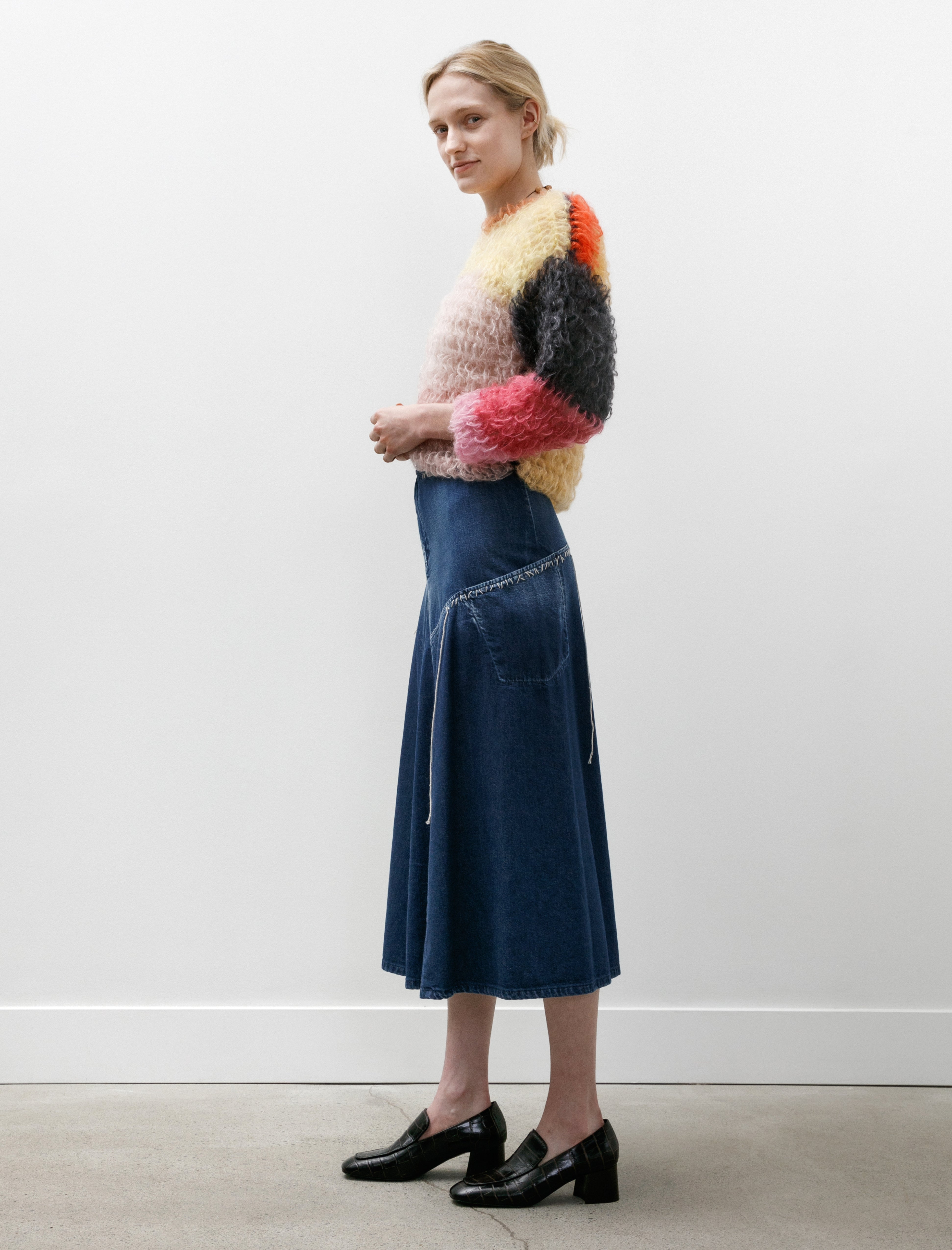 Y's by Yohji Yamamoto Flare Denim Skirt Indigo