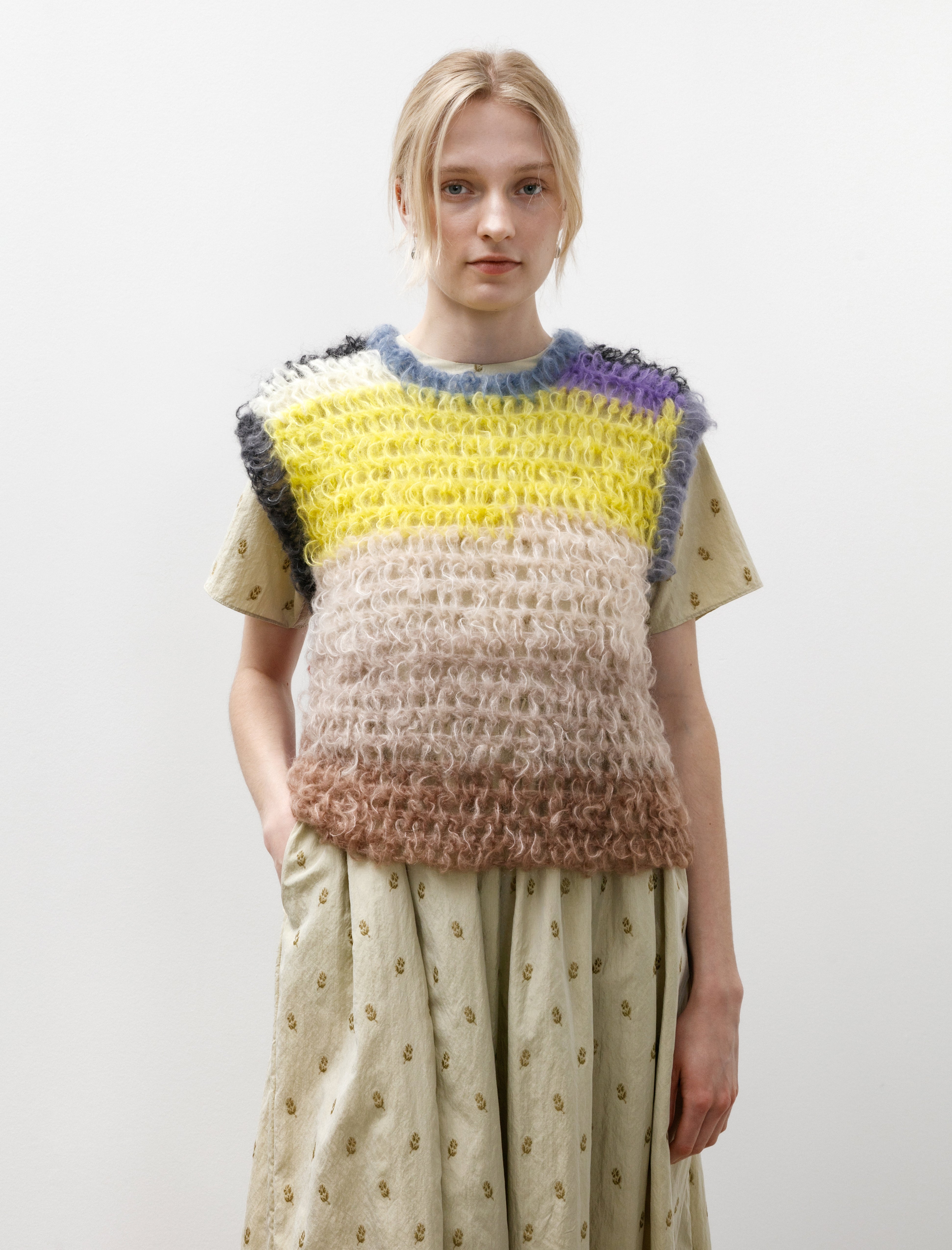 EDNA Multicolour Vest Yellow/Beige/Taupe