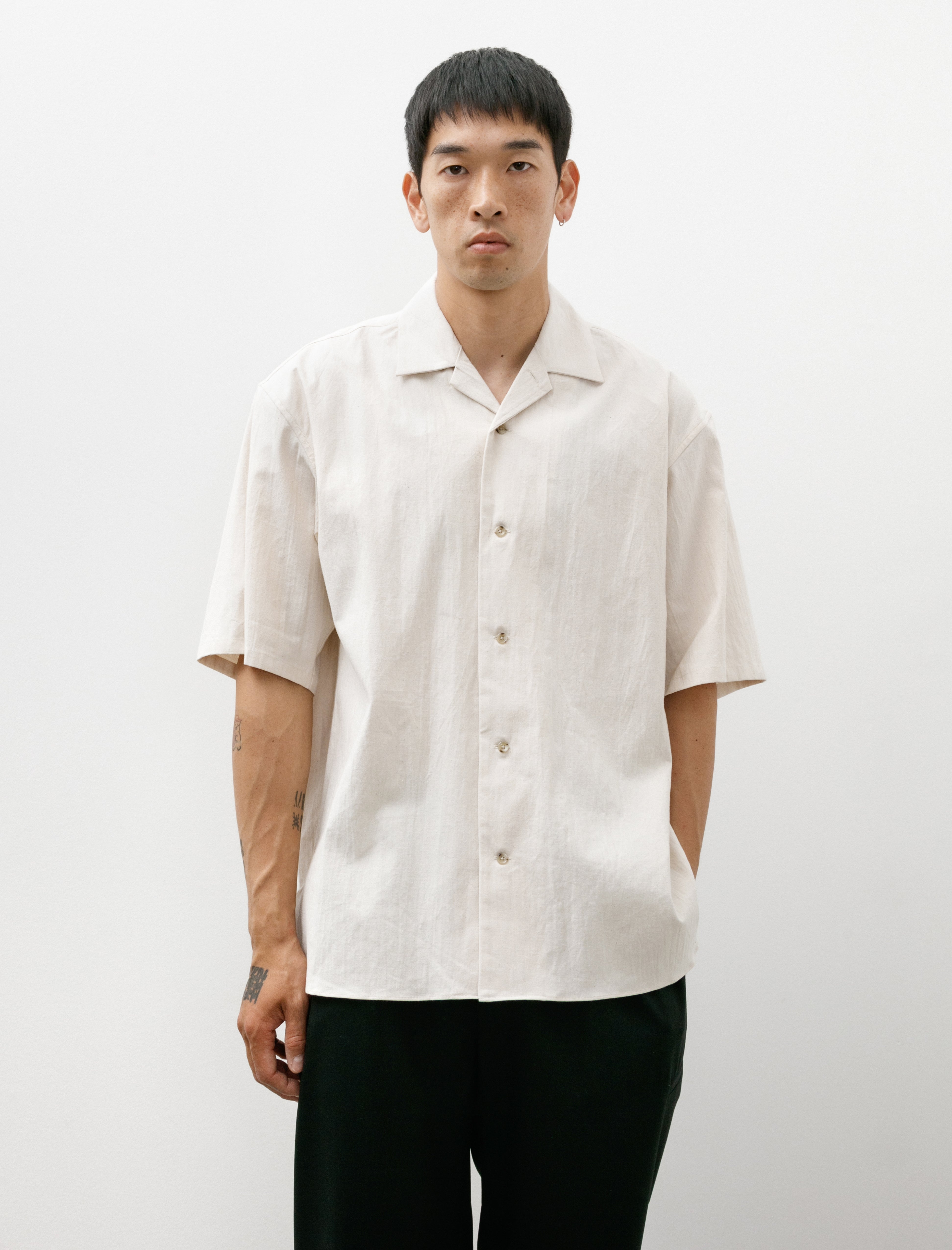 Polyploid Open Collar Shirt A Off White