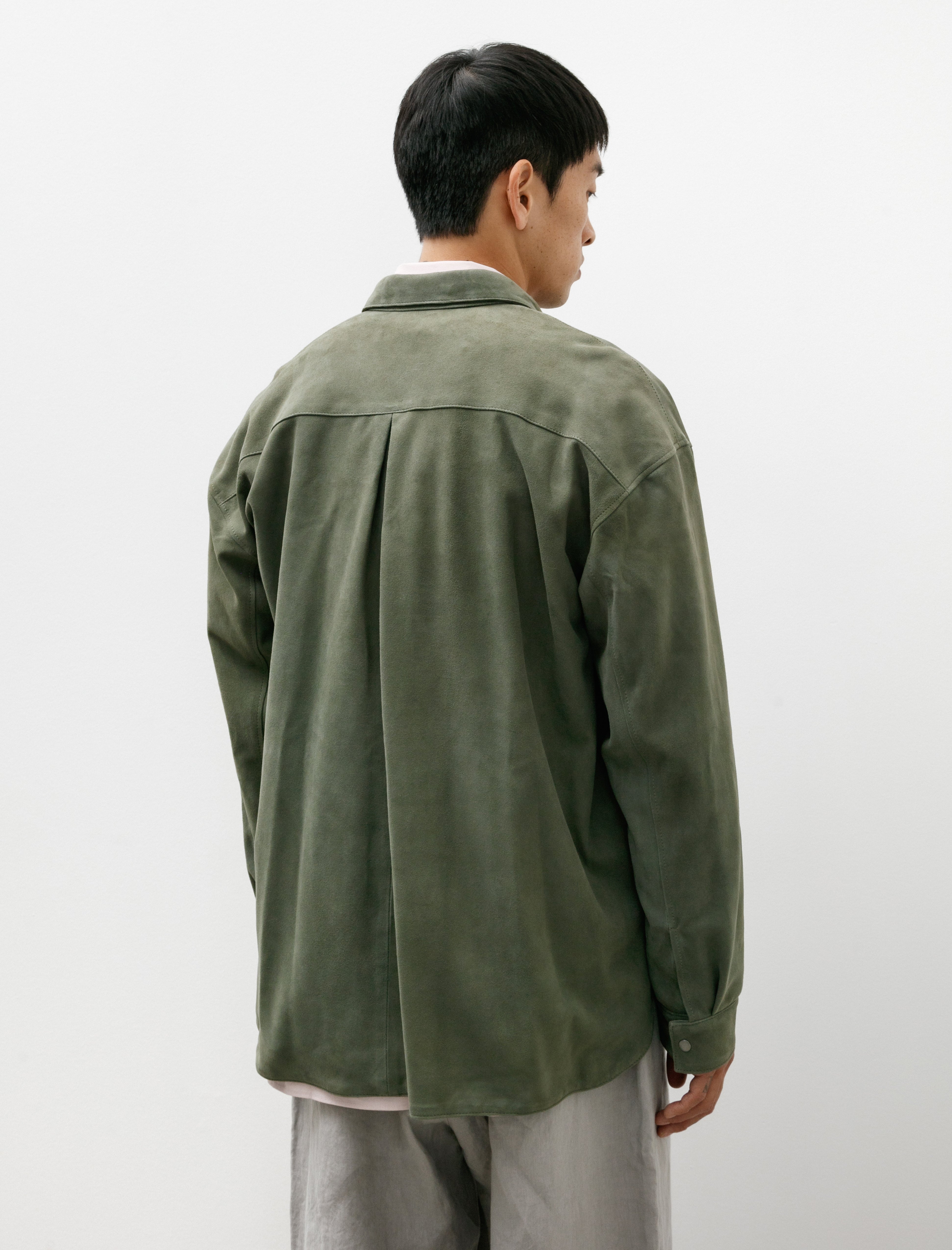 Polyploid Shirt Jacket B Sheep Leather Dusty Green