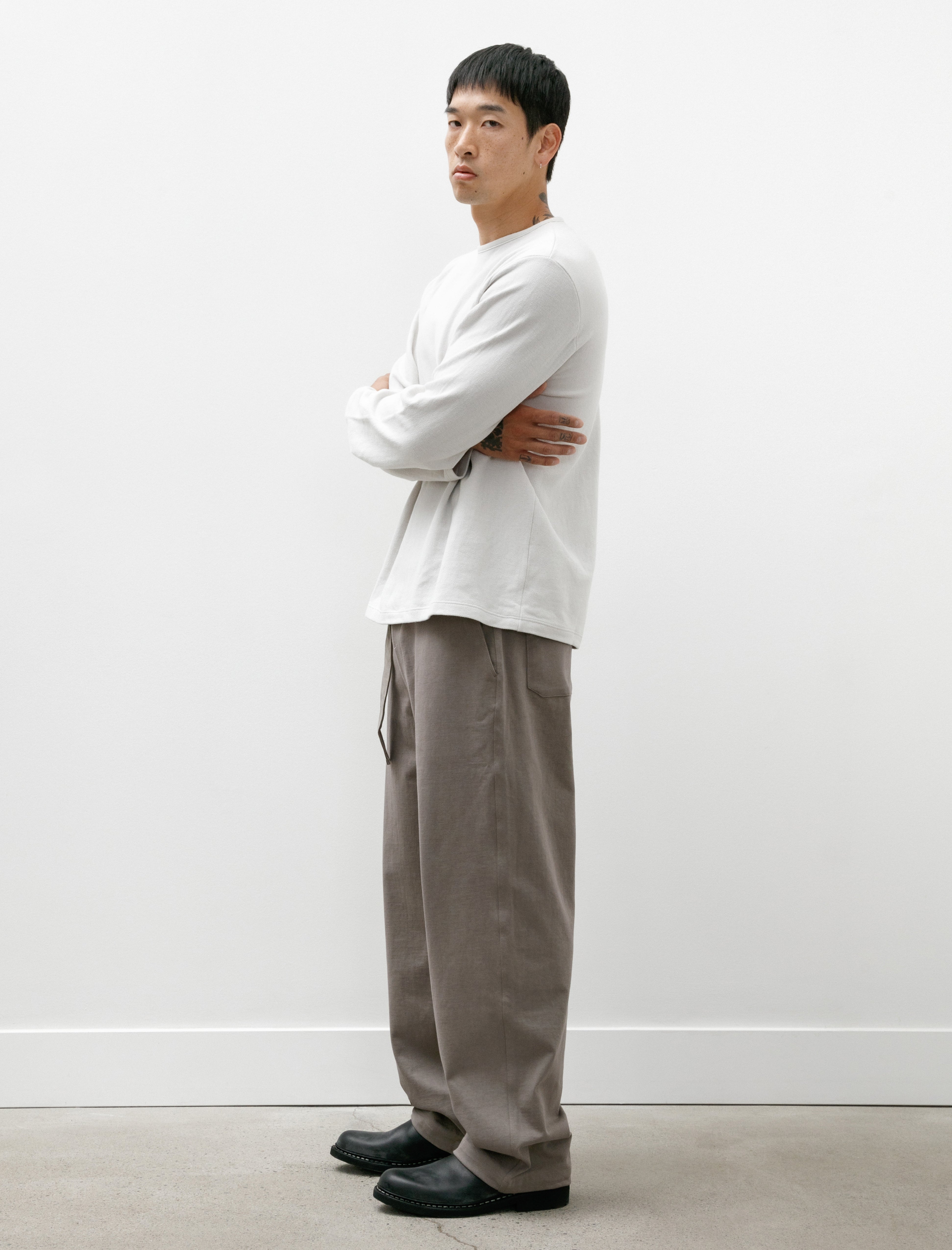 Lady White Co. Belted Jersey Trouser Anvil Grey