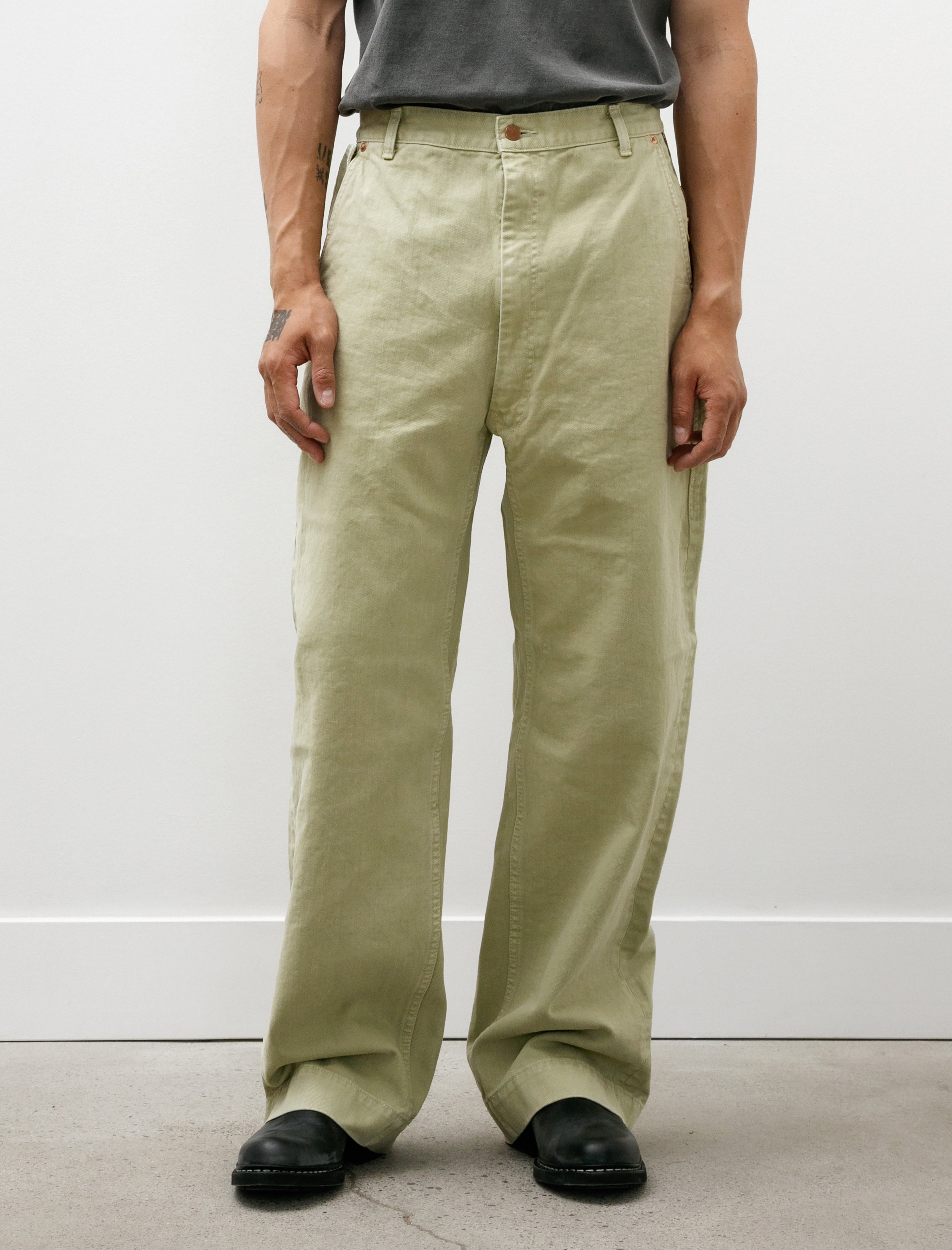 Working Work 3 Wide Jean Cotton Twill Sage Smudge