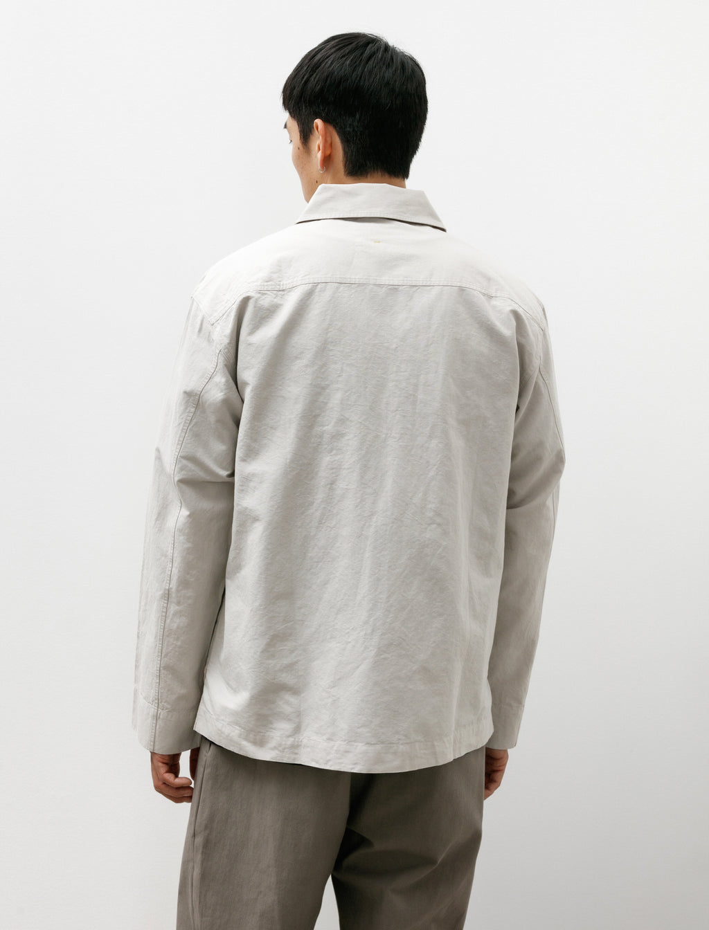 Margaret Howell MHL Storm Flap Shirt Dry Cotton Linen Pale Stone