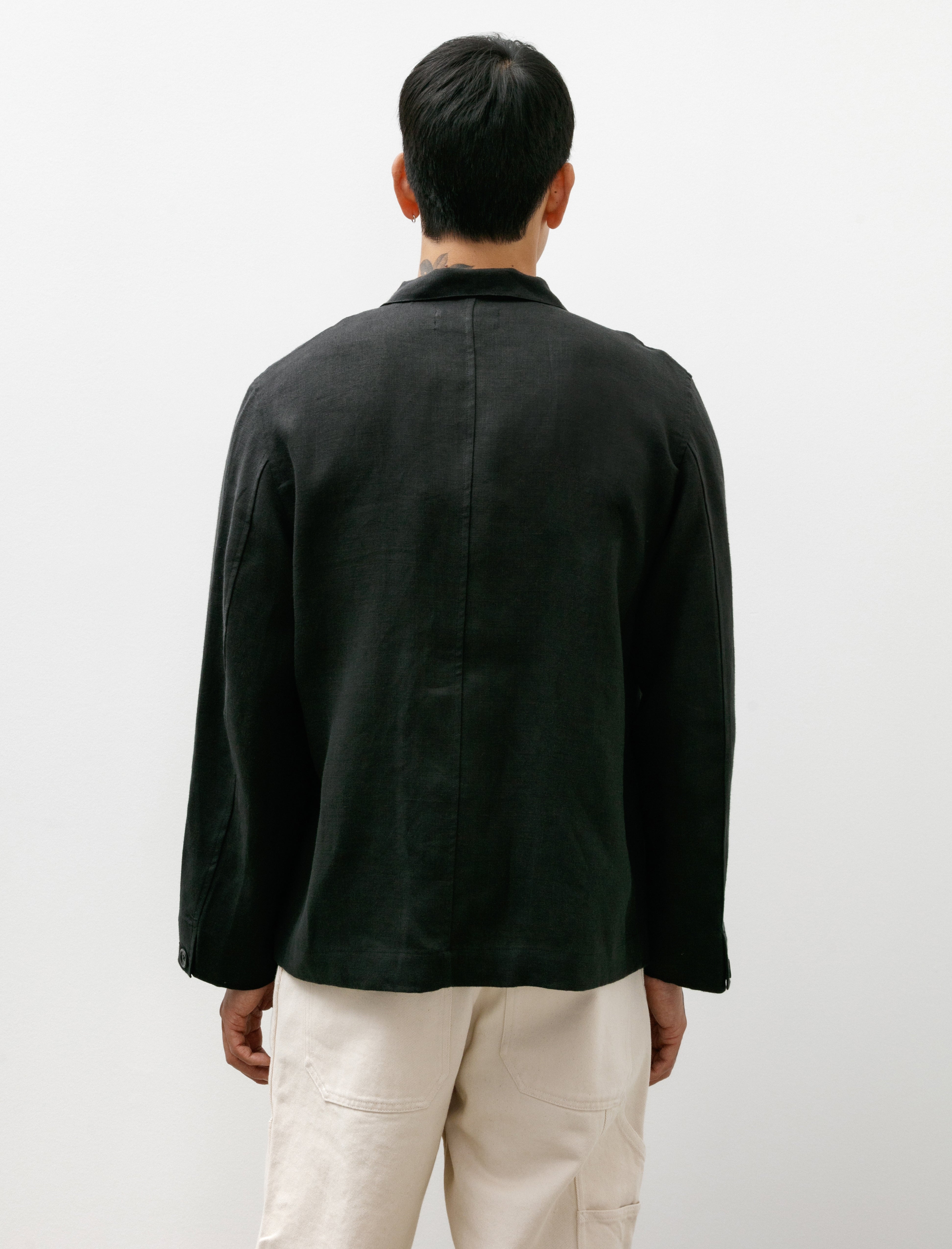 James Coward Transport Shirt Black Welterweight Belgian Linen