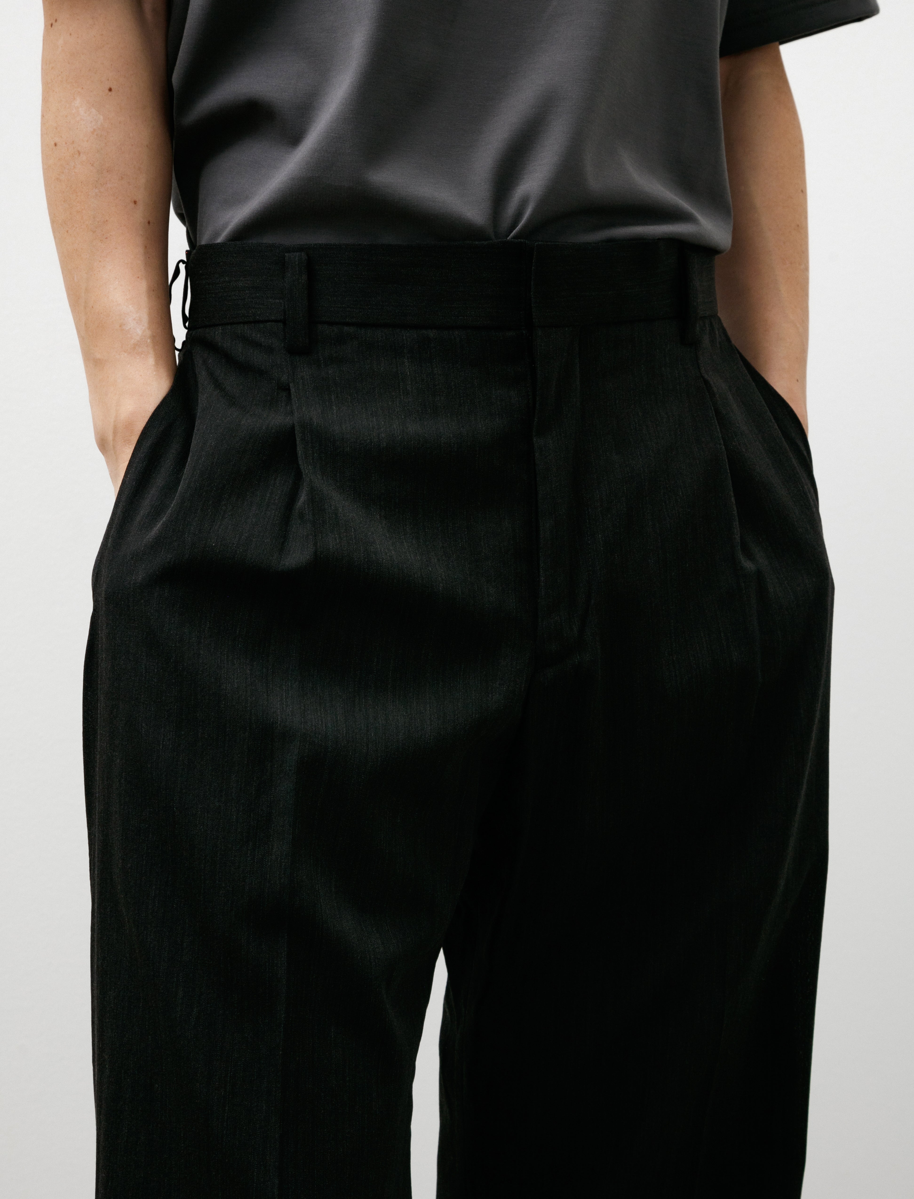 Maatee & Sons Musou Trouser Wool Silk Mix Charcoal