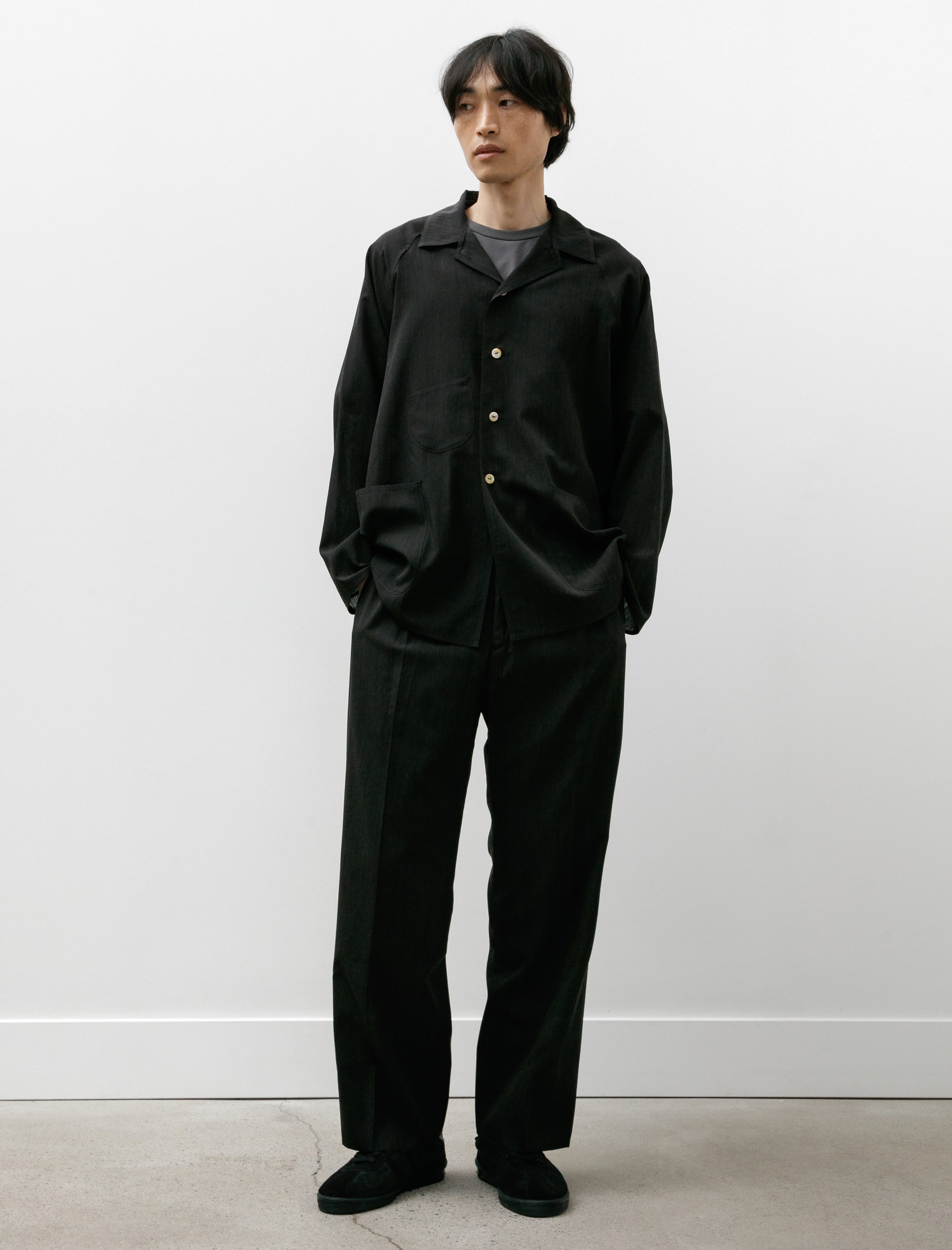 Maatee & Sons Musou Trouser Wool Silk Mix Charcoal