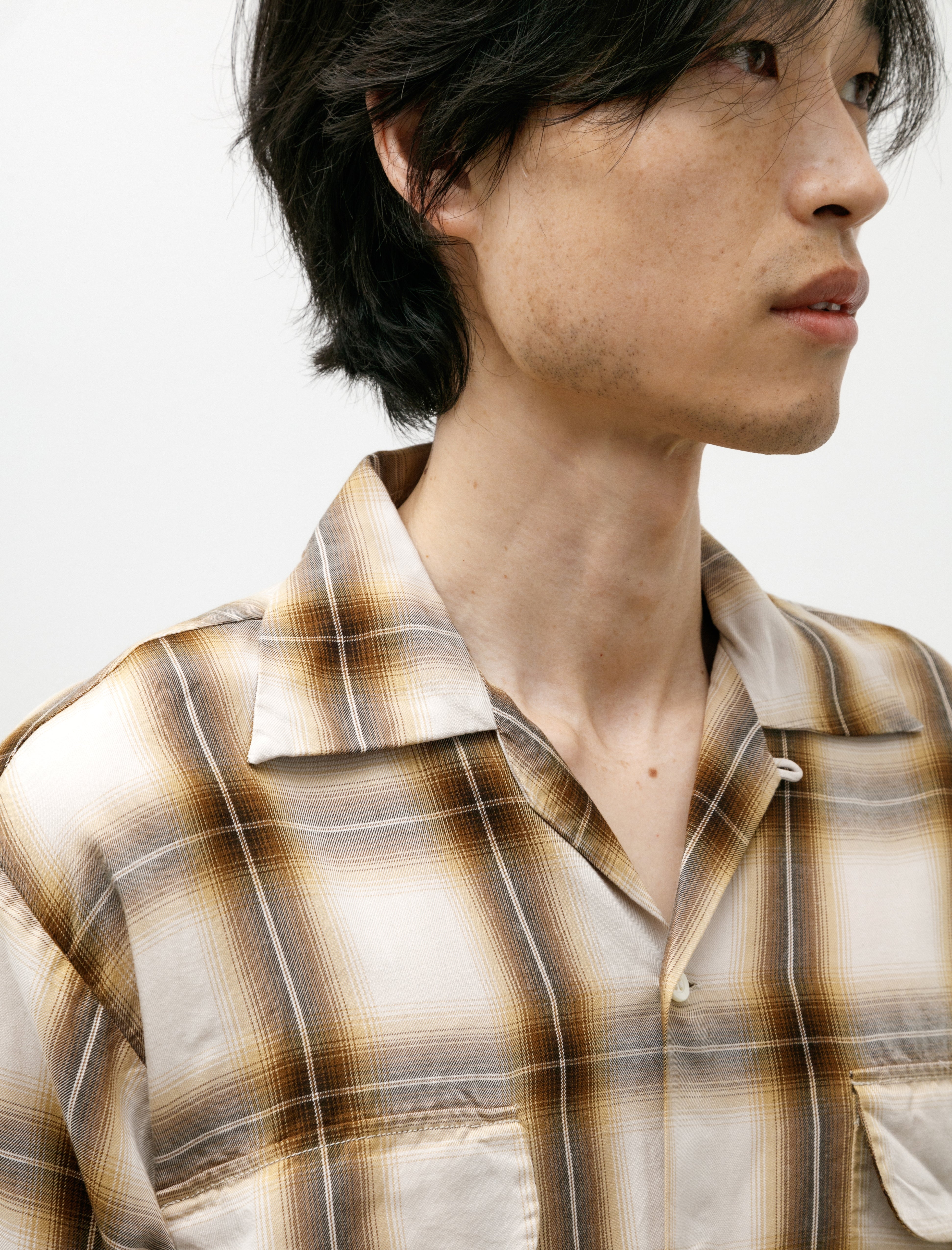 orSlow Ombre Check Shirt Brown