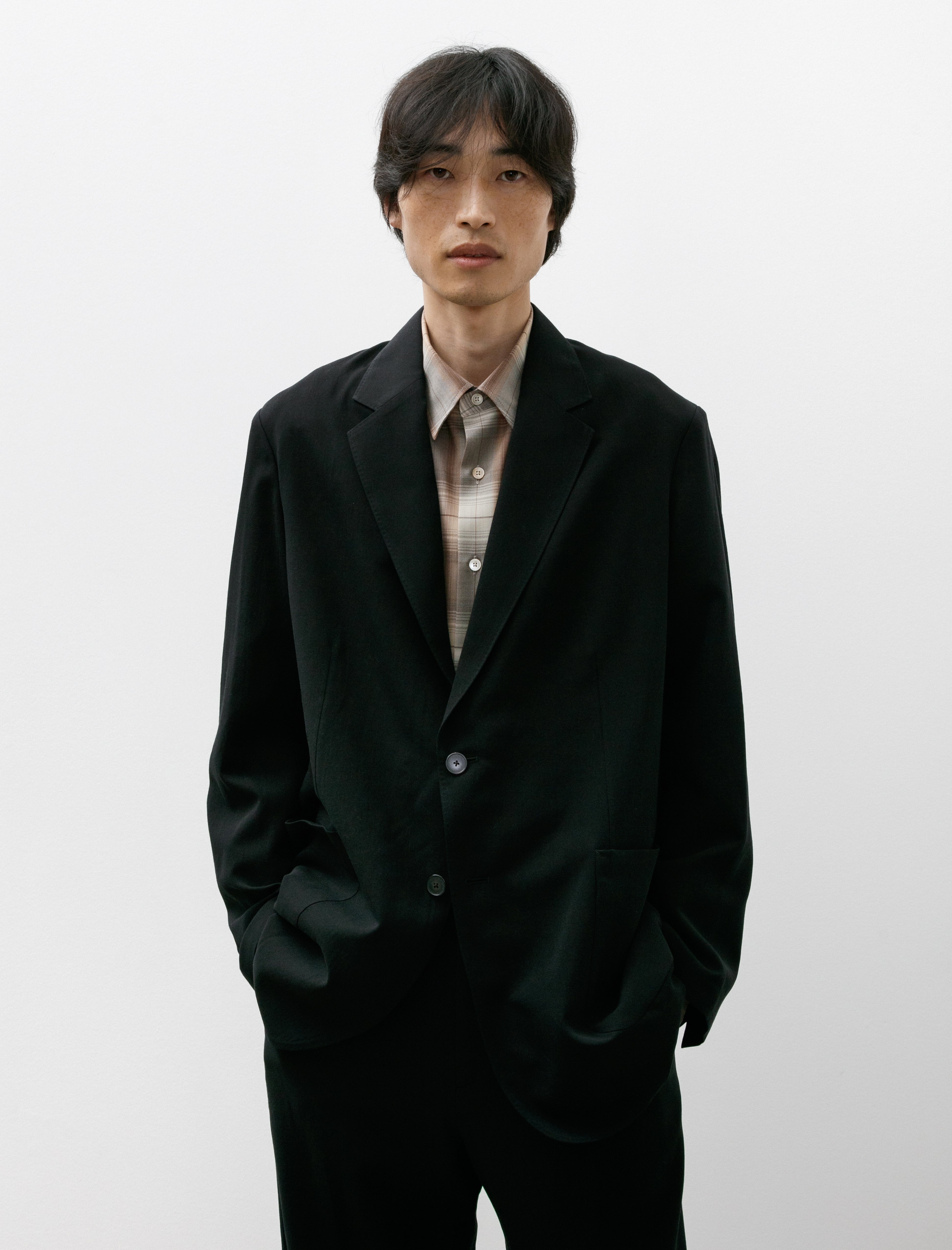 Auralee Light Cotton Wool Viyella Jacket Black