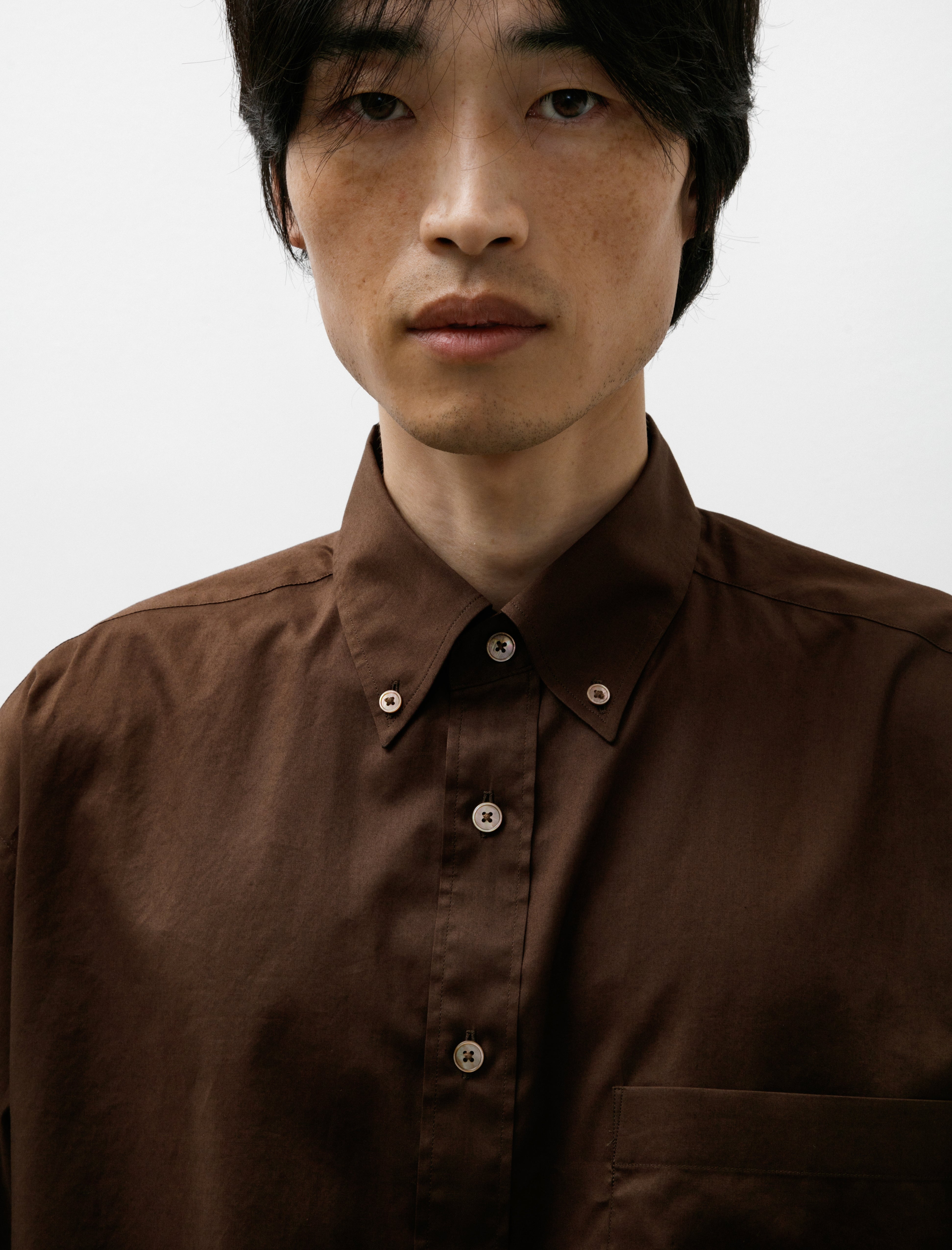 Auralee Washed Finx Typewriter Shirt Dark Brown