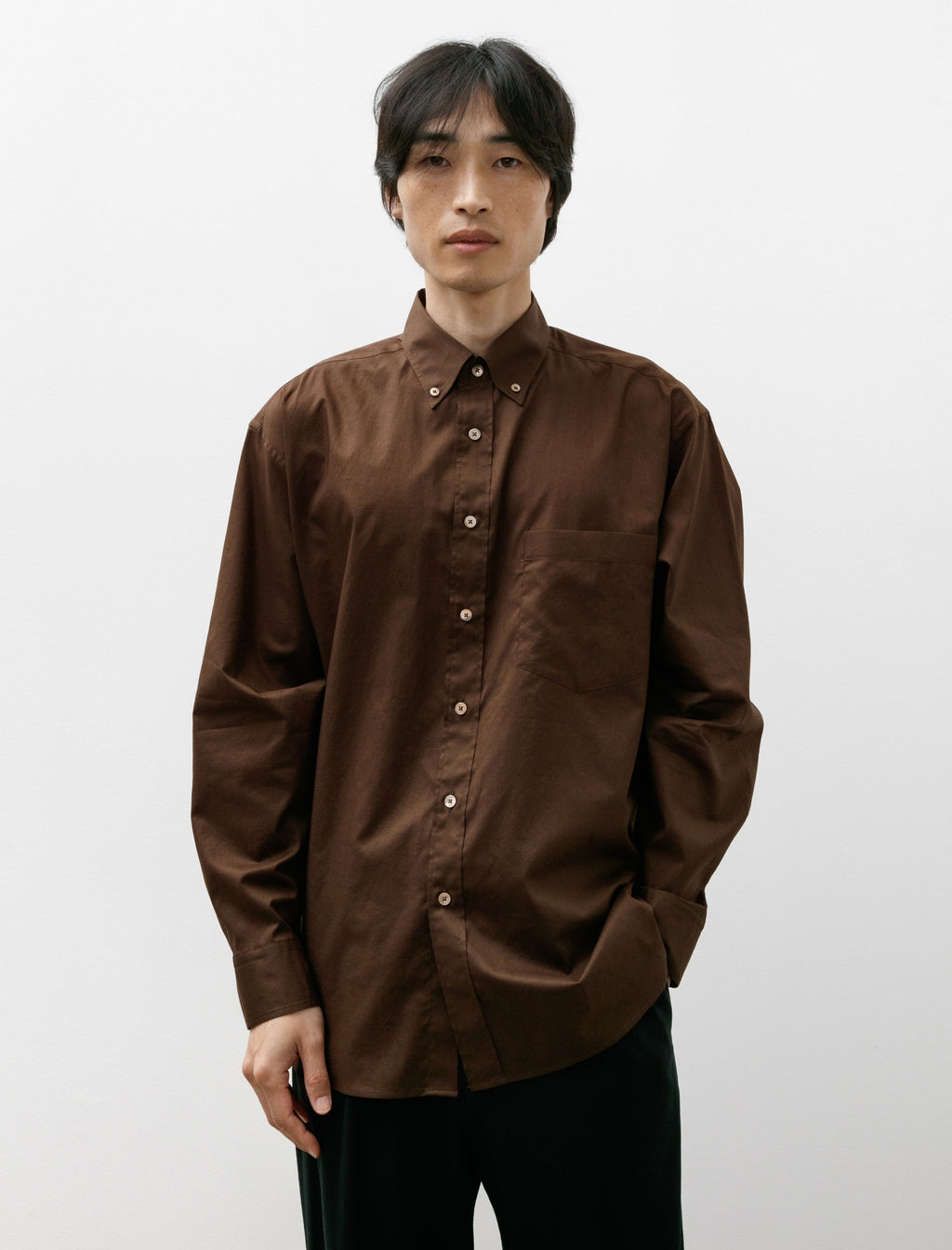 トップス AURALEE FINX TYPEWRITER SLEEVED SHIRT Auralee Washed Finx Typewriter Shirt Dark Brown – Neighbour