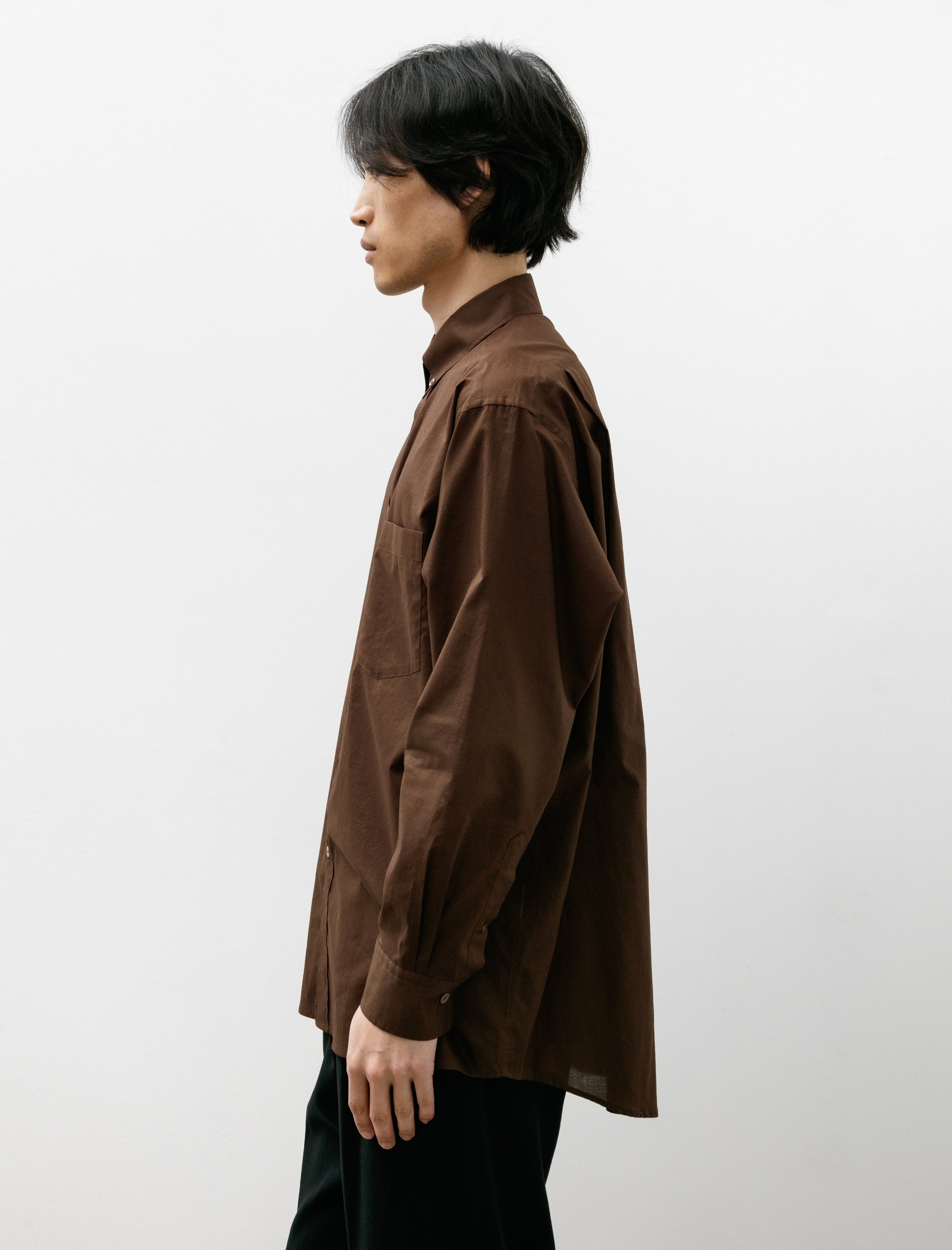 Auralee Washed Finx Typewriter Shirt Dark Brown