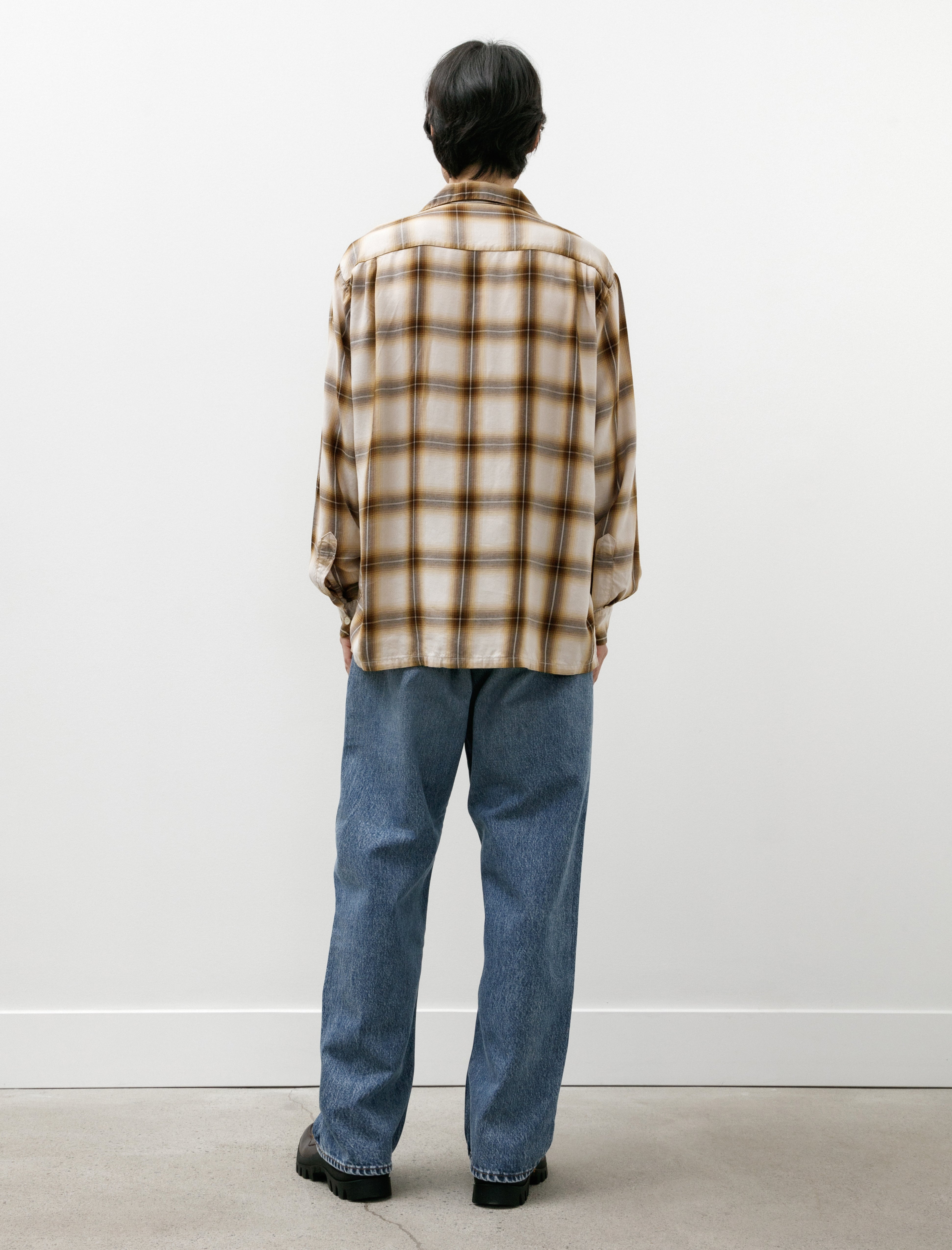 orSlow Ombre Check Shirt Brown