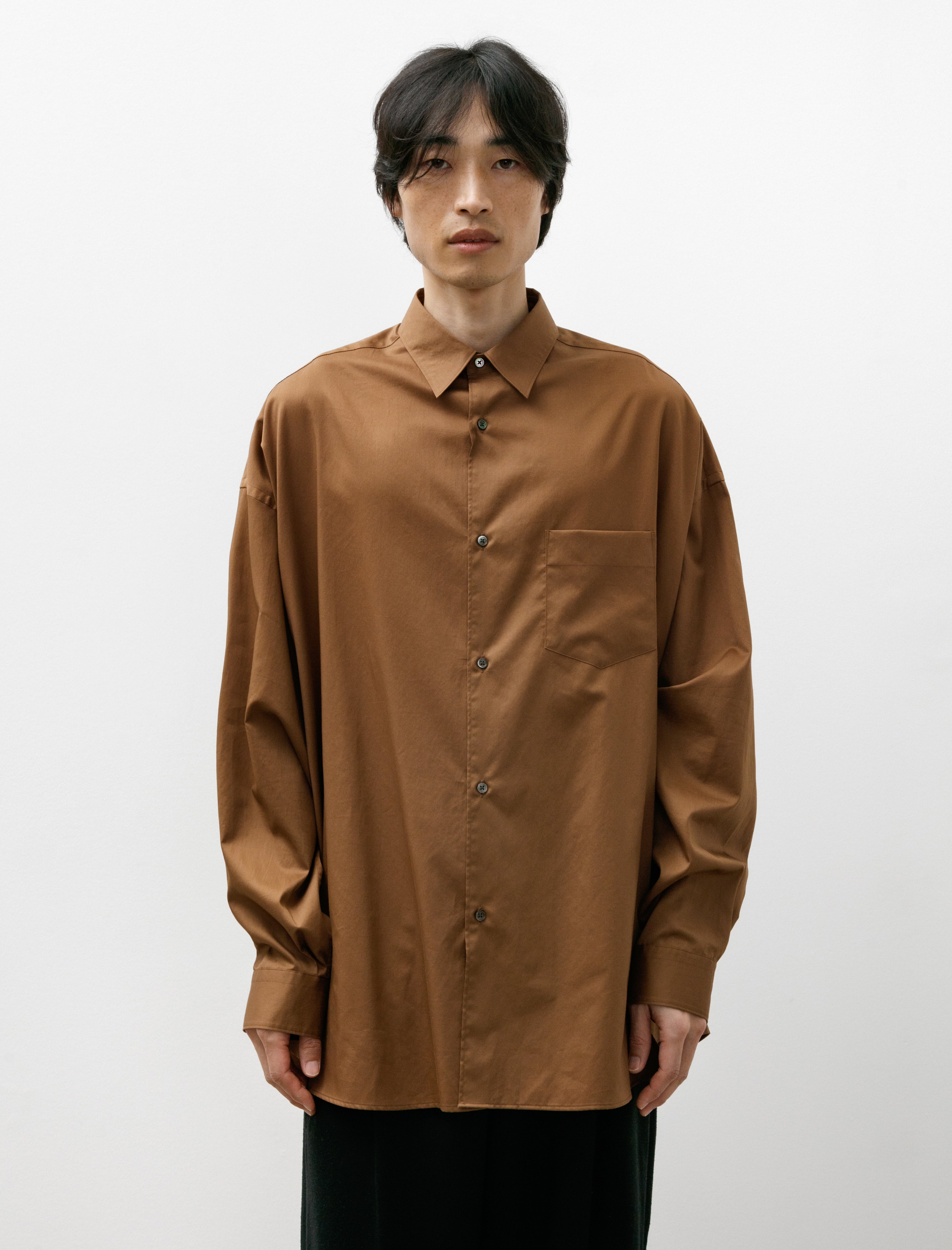 Graphpaper Silicon Poplin Oversized Regular Collar Shirt Brown