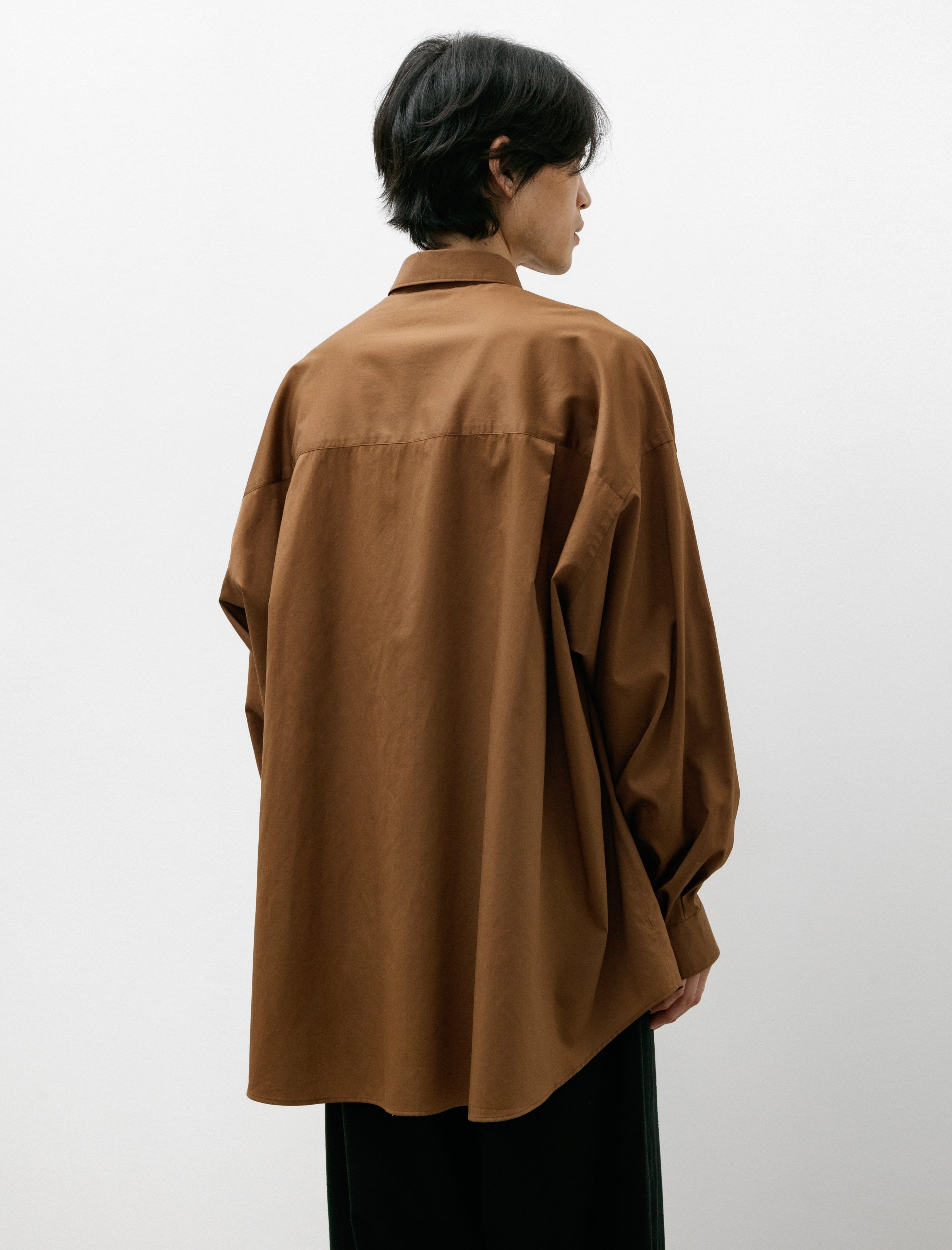 Graphpaper Silicon Poplin Oversized Regular Collar Shirt Brown