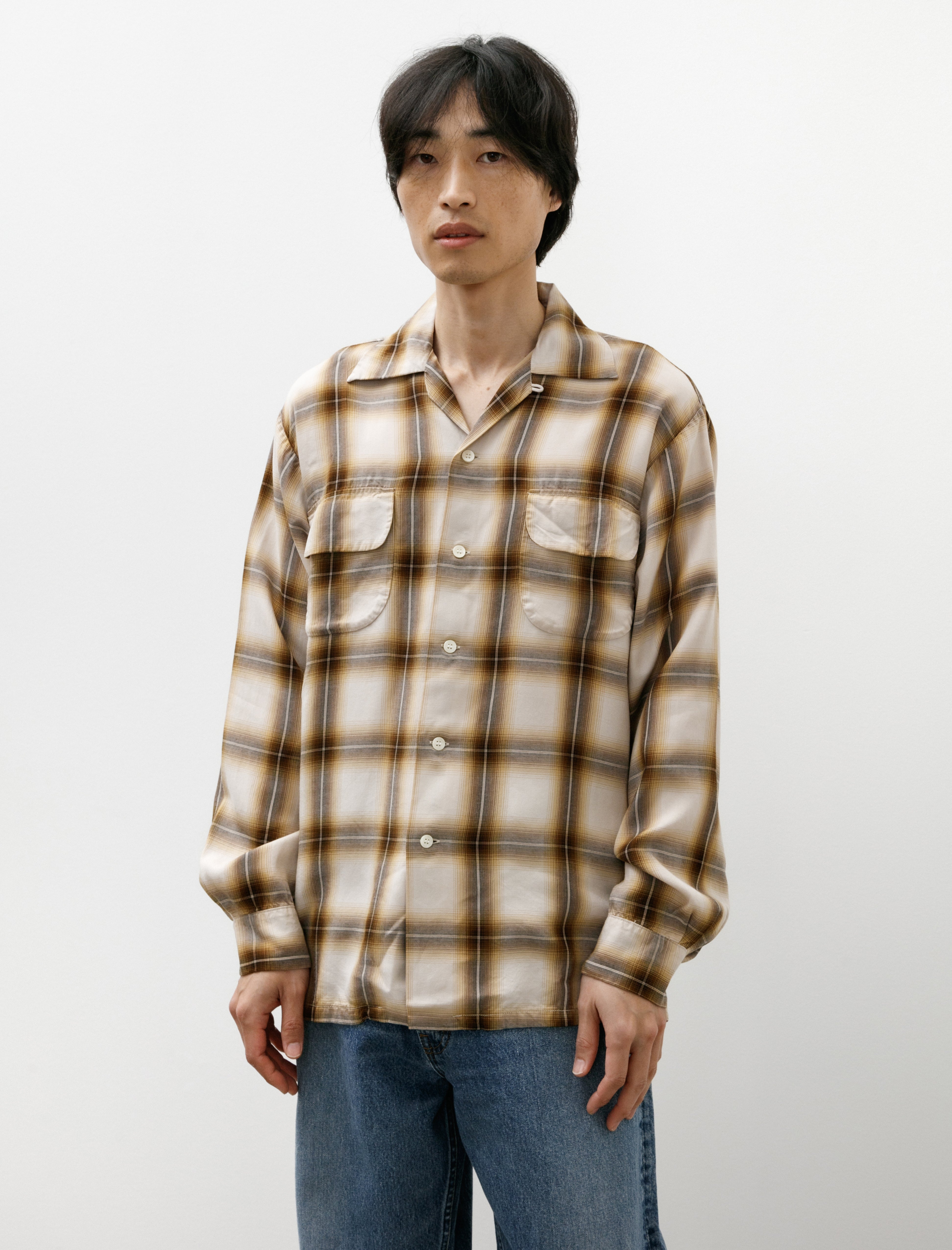 orSlow Ombre Check Shirt Brown