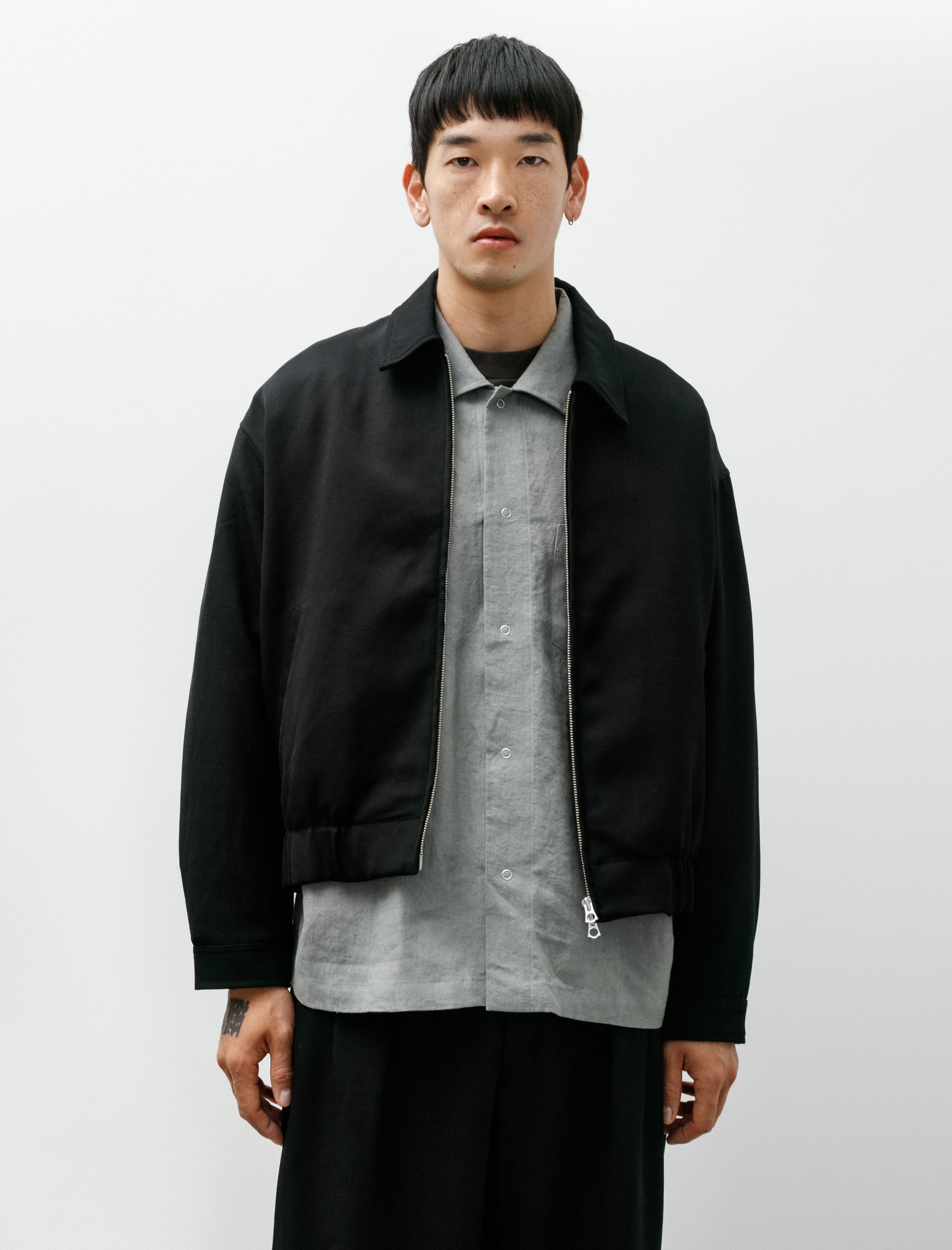 James Coward Machine Jacket Black Wool Garbardine