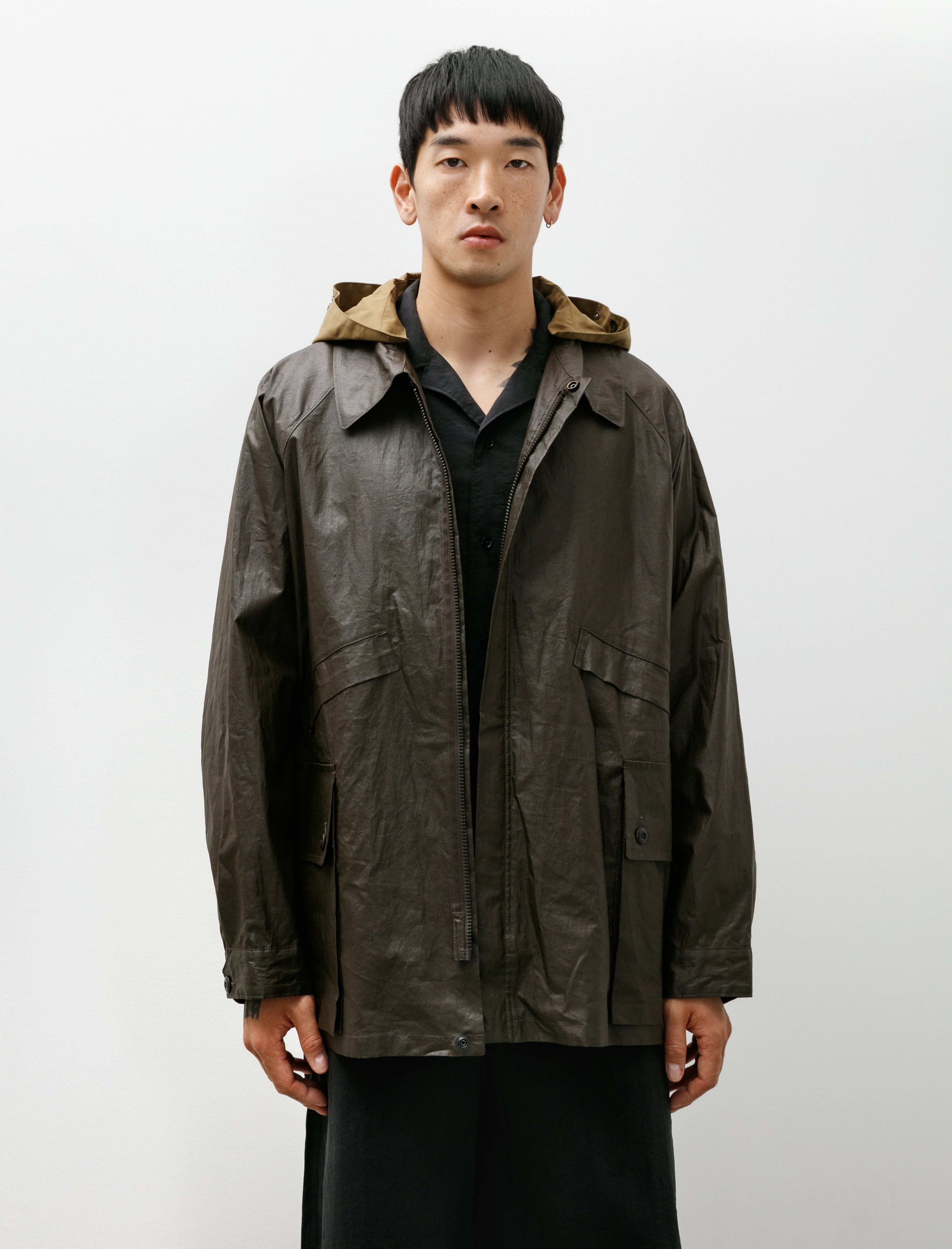 Lemaire Rain Jacket With Detachable Hood Bronze