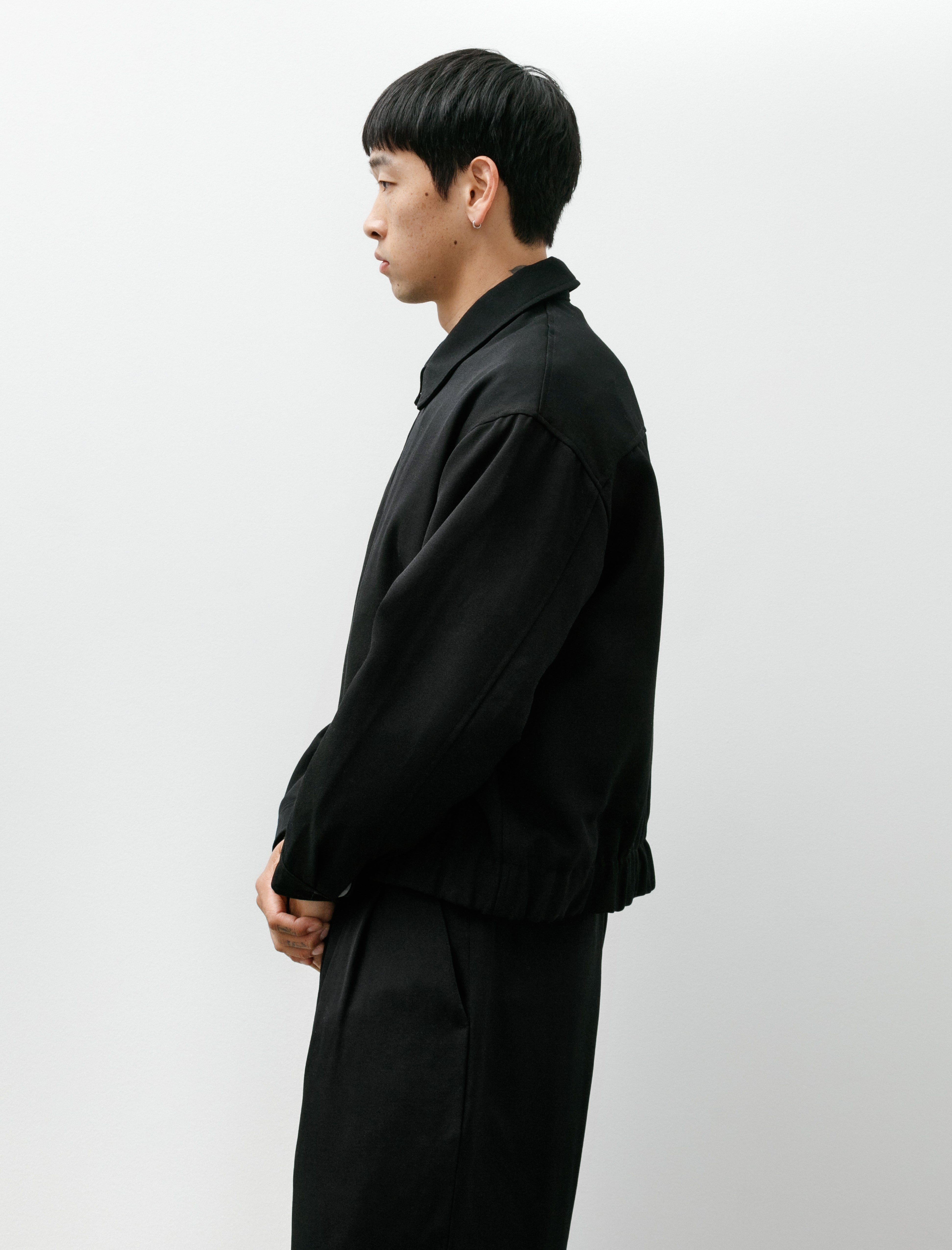 James Coward Machine Jacket Black Wool Garbardine