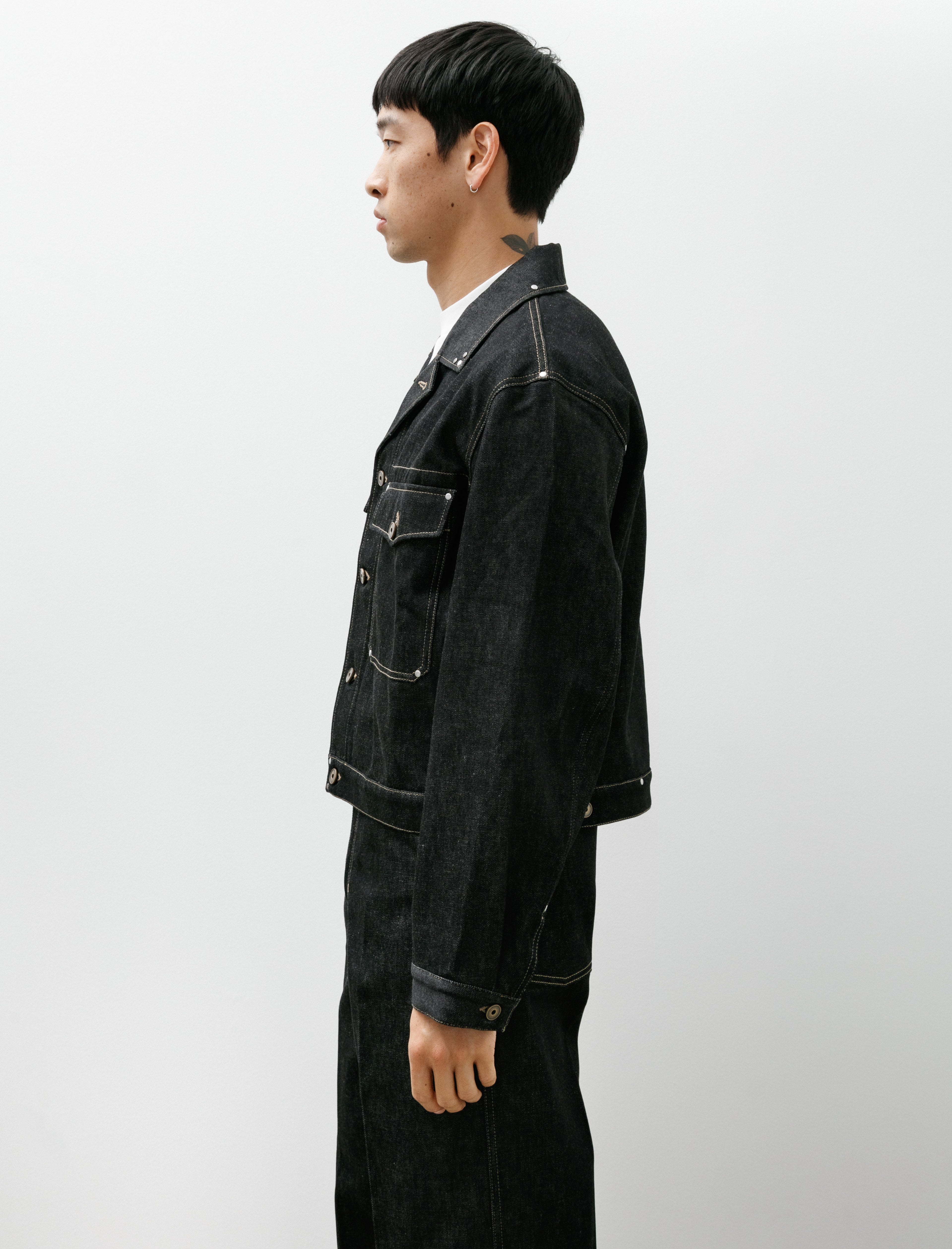 Lemaire Trucker Jacket With Studs Slate