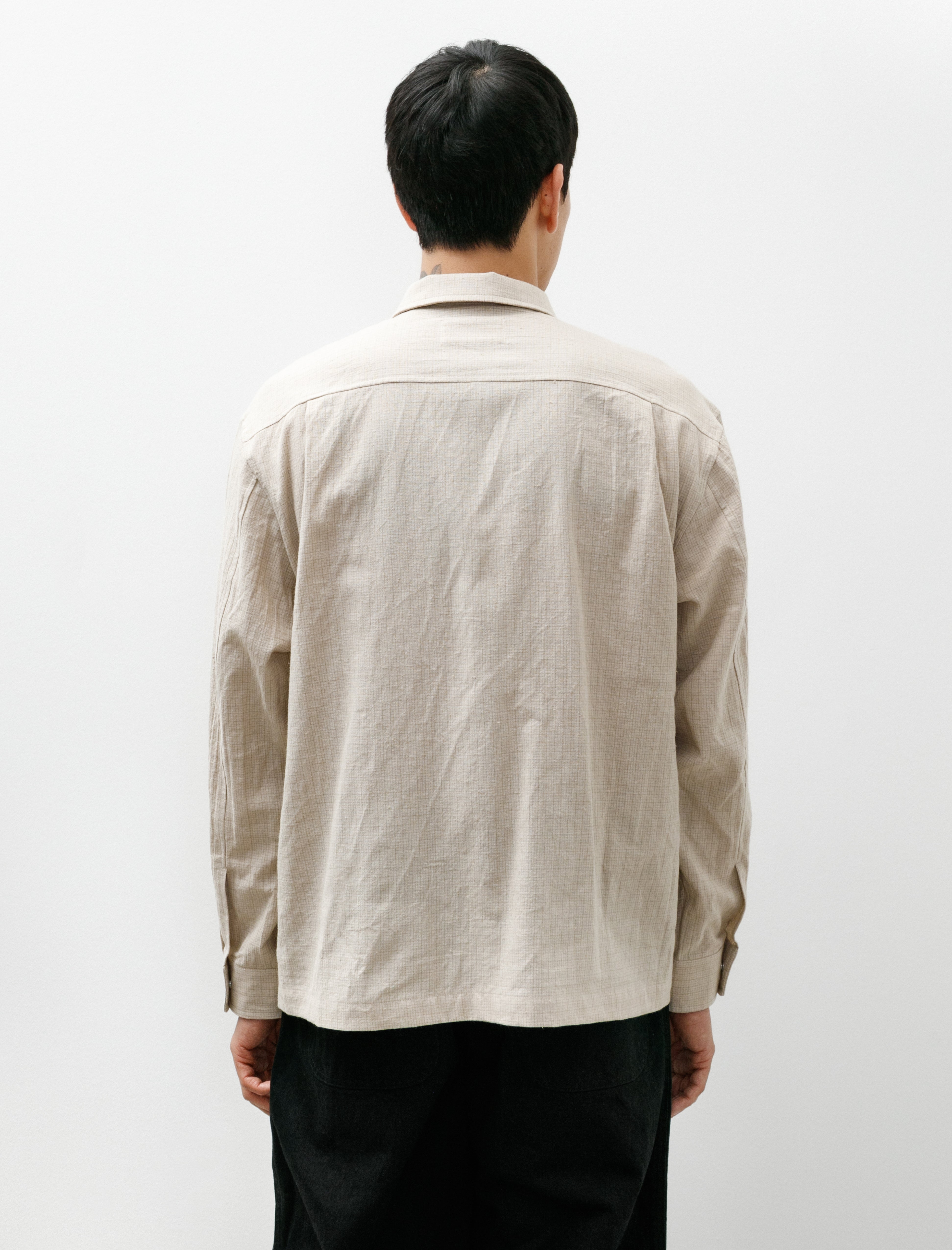 James Coward Workshop Shirt Natural Cotton/Linen Grid