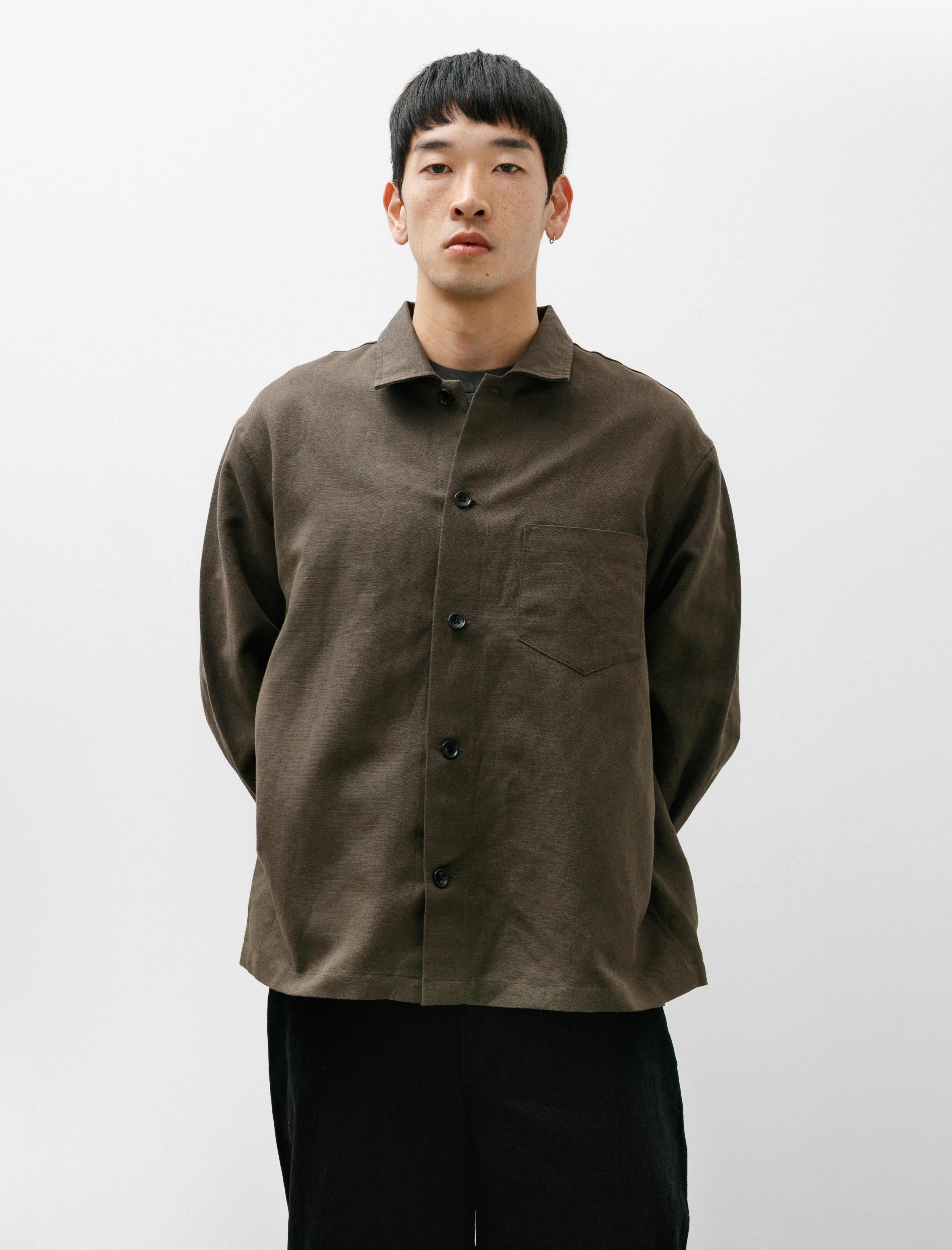 James Coward Travail Shirt Coffee Grounds Belgian Linen