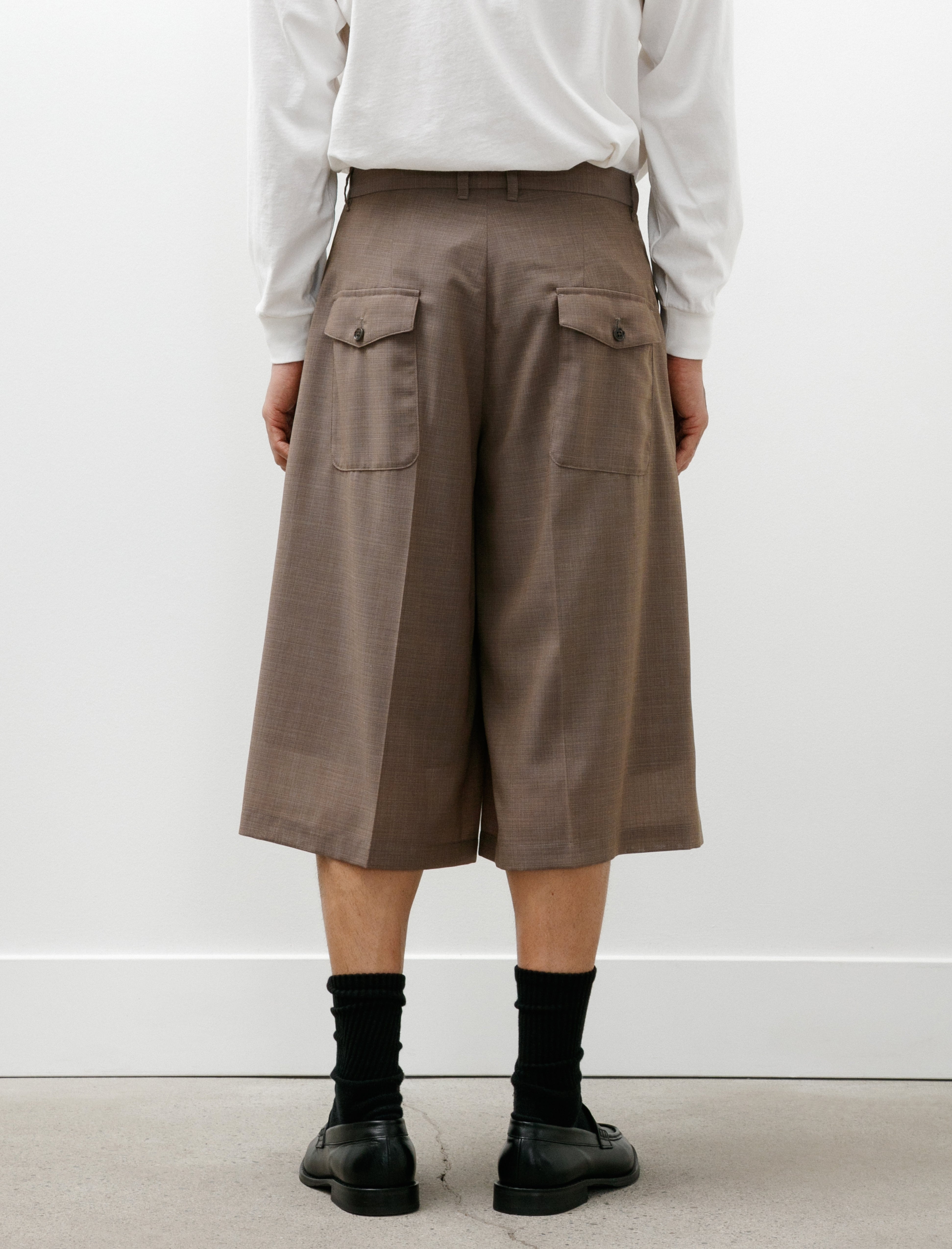 Tuck Wide Shorts C Stone