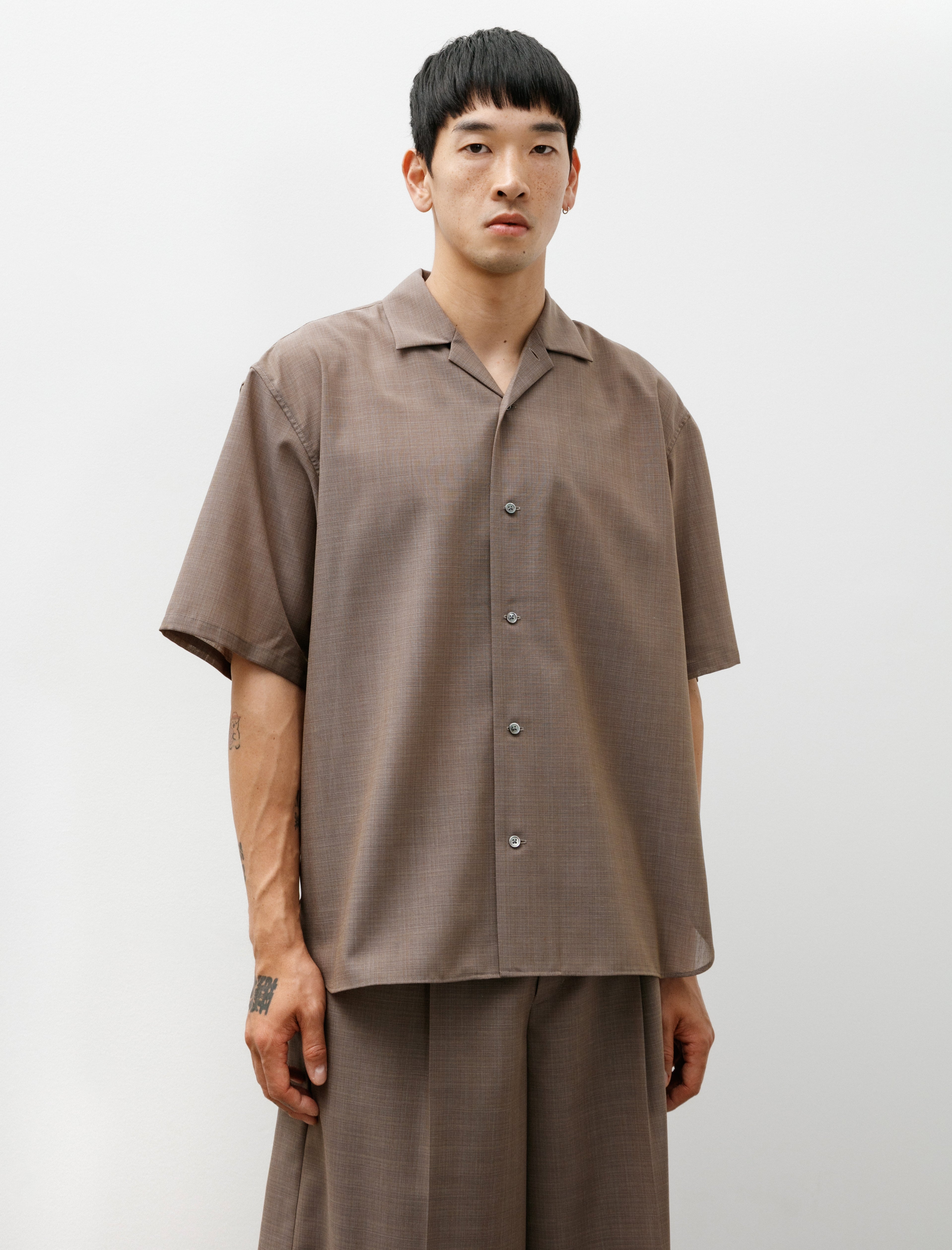 Open Collar Shirt C Stone