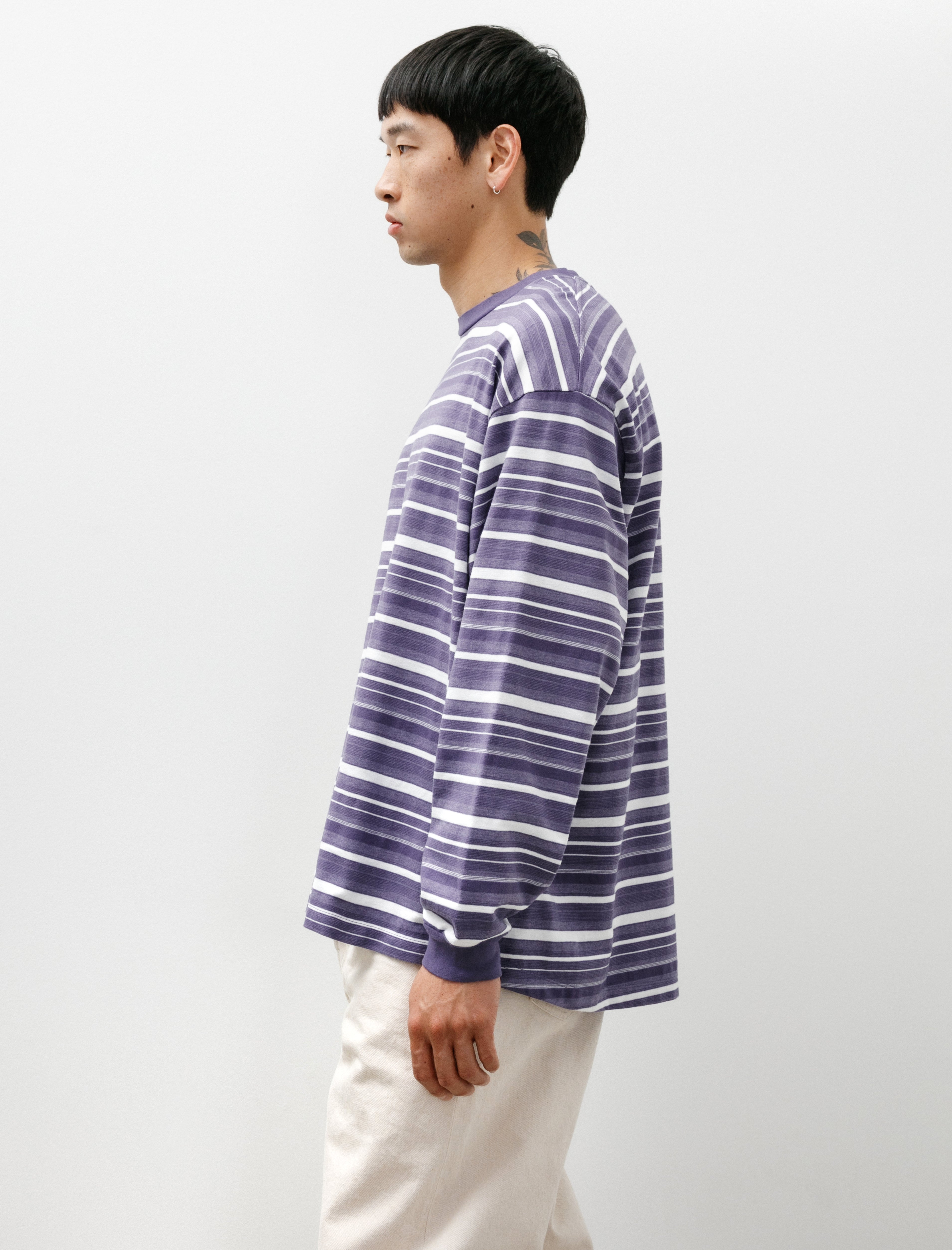 Oversize Longsleeve B White Dark Purple