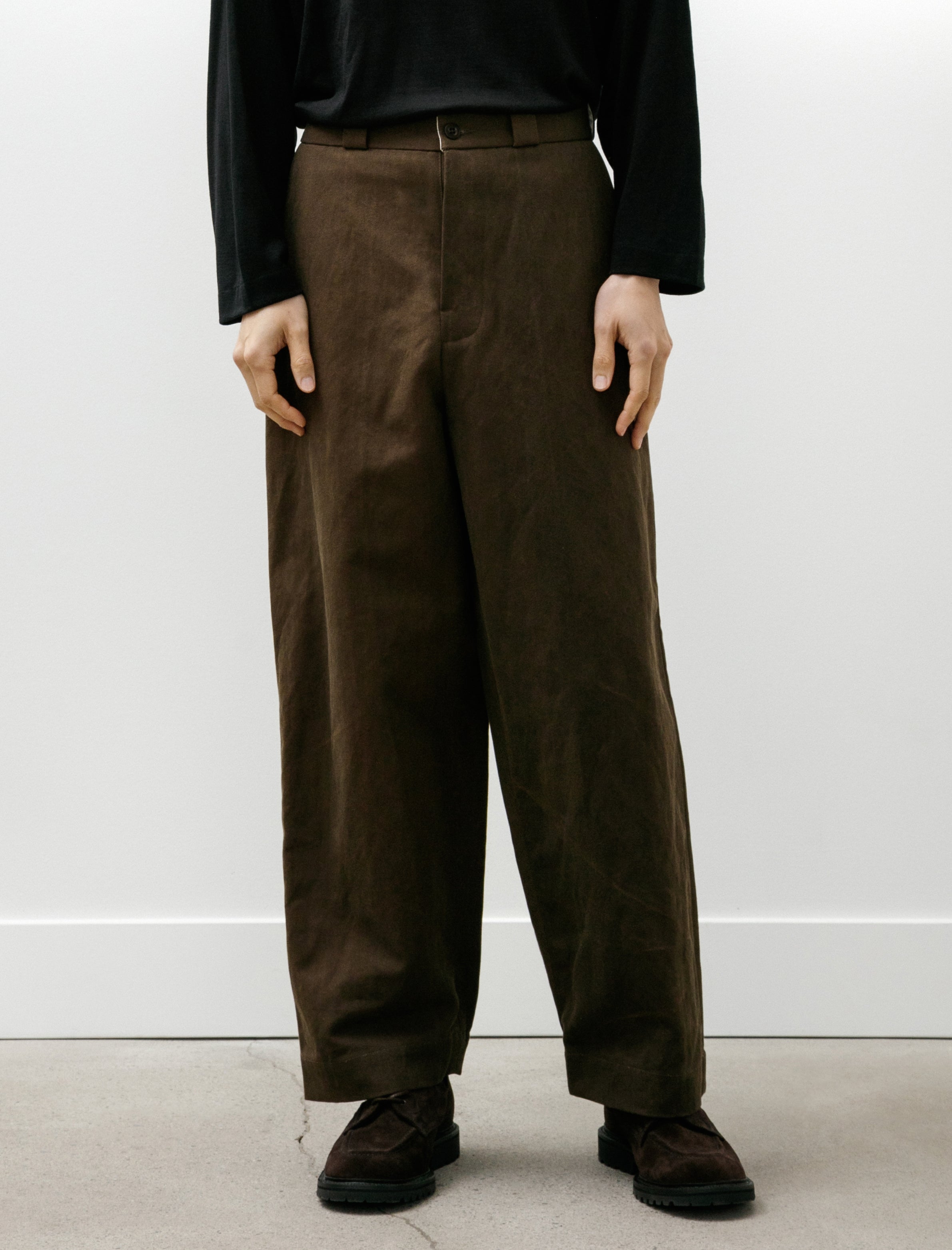 Evan Kinori Flat Front Pant Cotton/Washi Canvas Sumi Ink Dye
