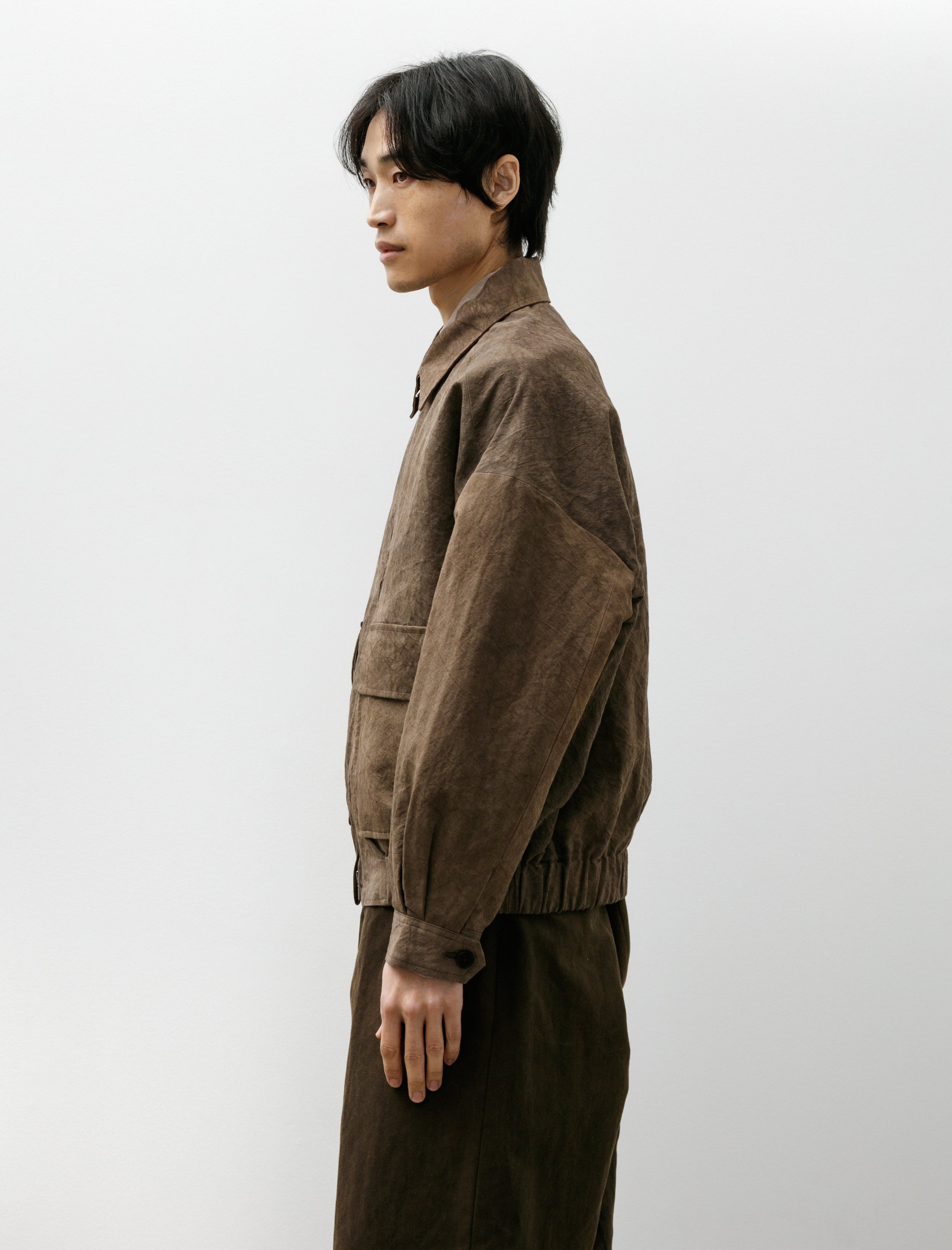 Evan Kinori Zip Jacket Two Natural Dye Twill Persimmon Iron Dye