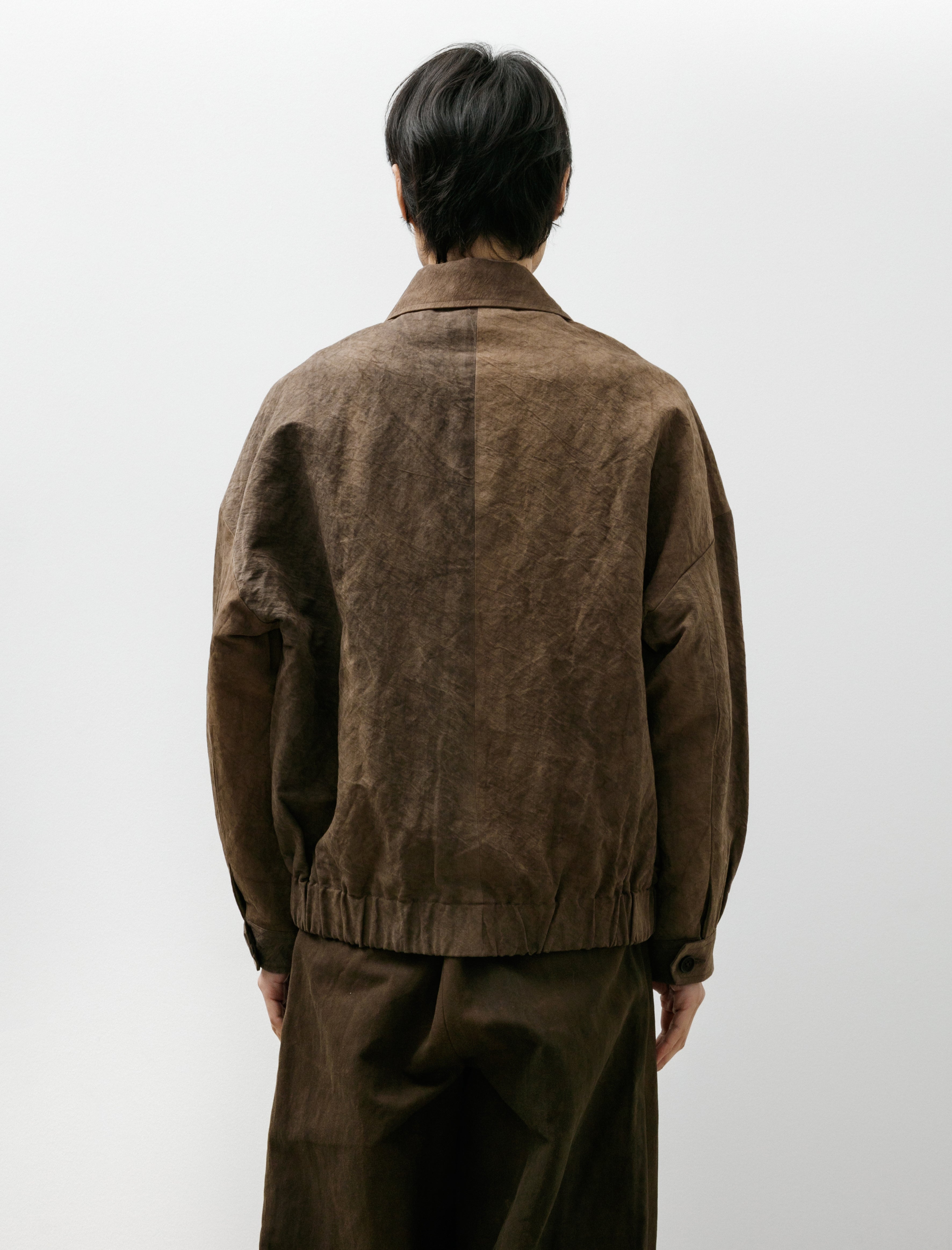 Evan Kinori Zip Jacket Two Natural Dye Twill Persimmon Iron Dye