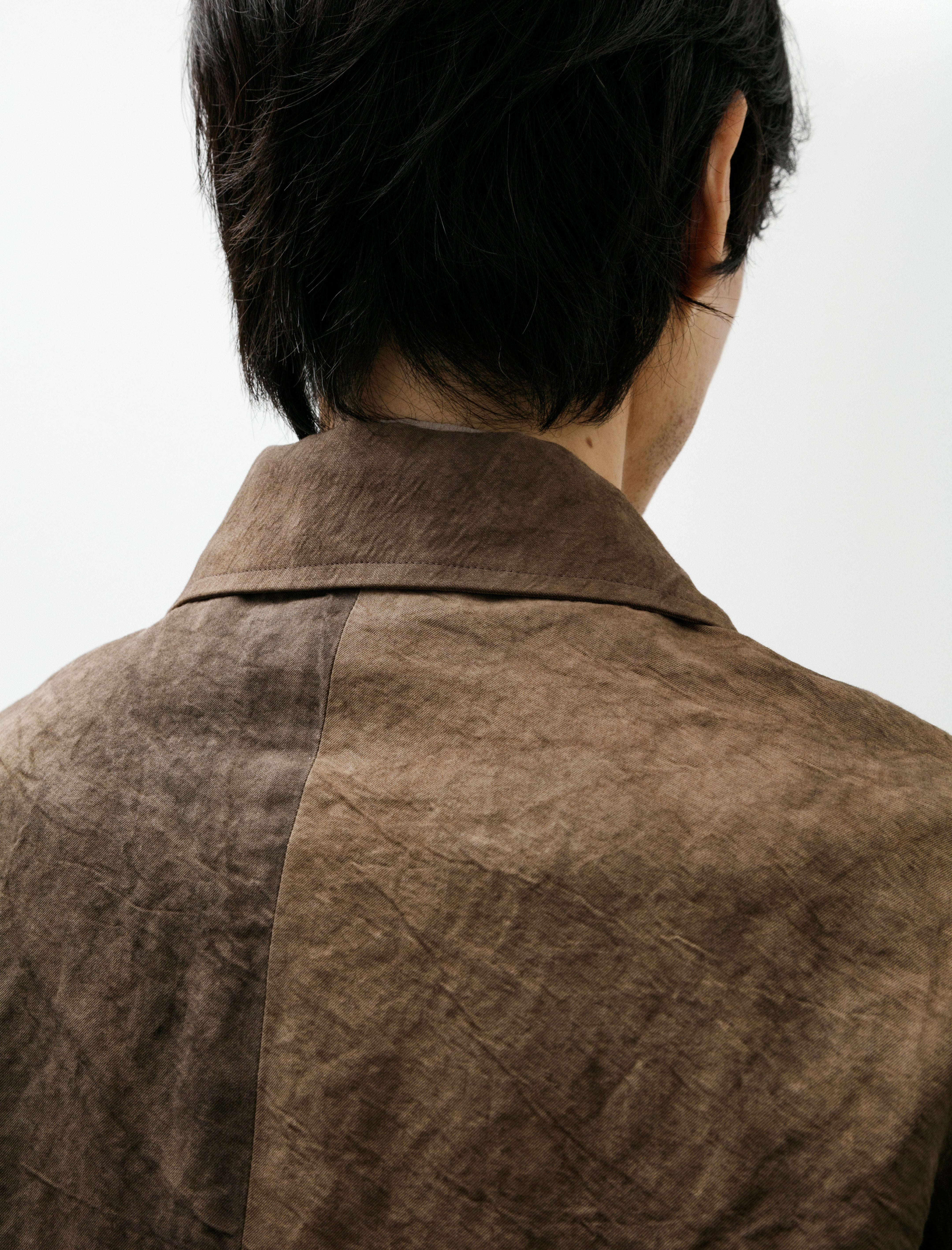 Evan Kinori Zip Jacket Two Natural Dye Twill Persimmon Iron Dye