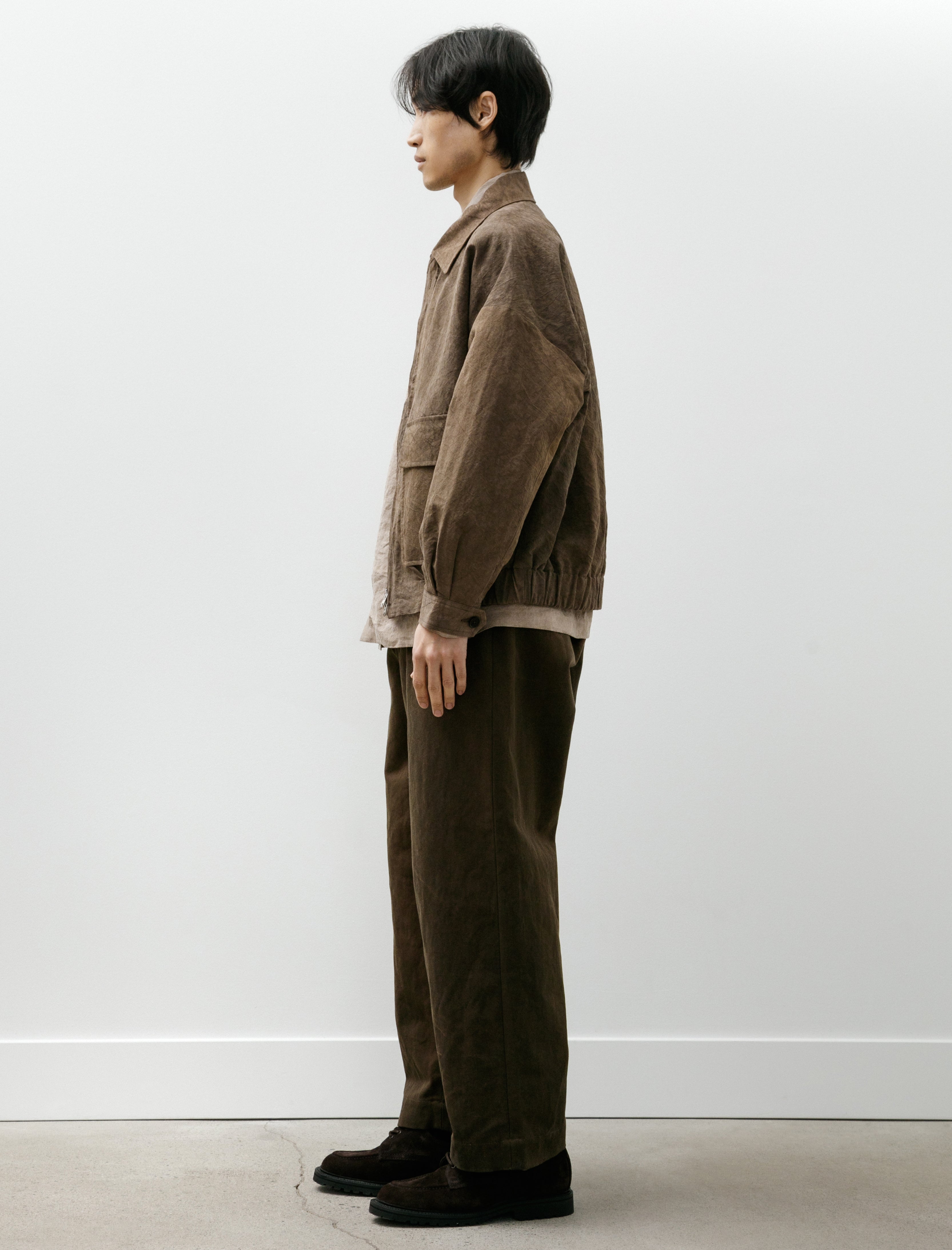 Evan Kinori Zip Jacket Two Natural Dye Twill Persimmon Iron Dye