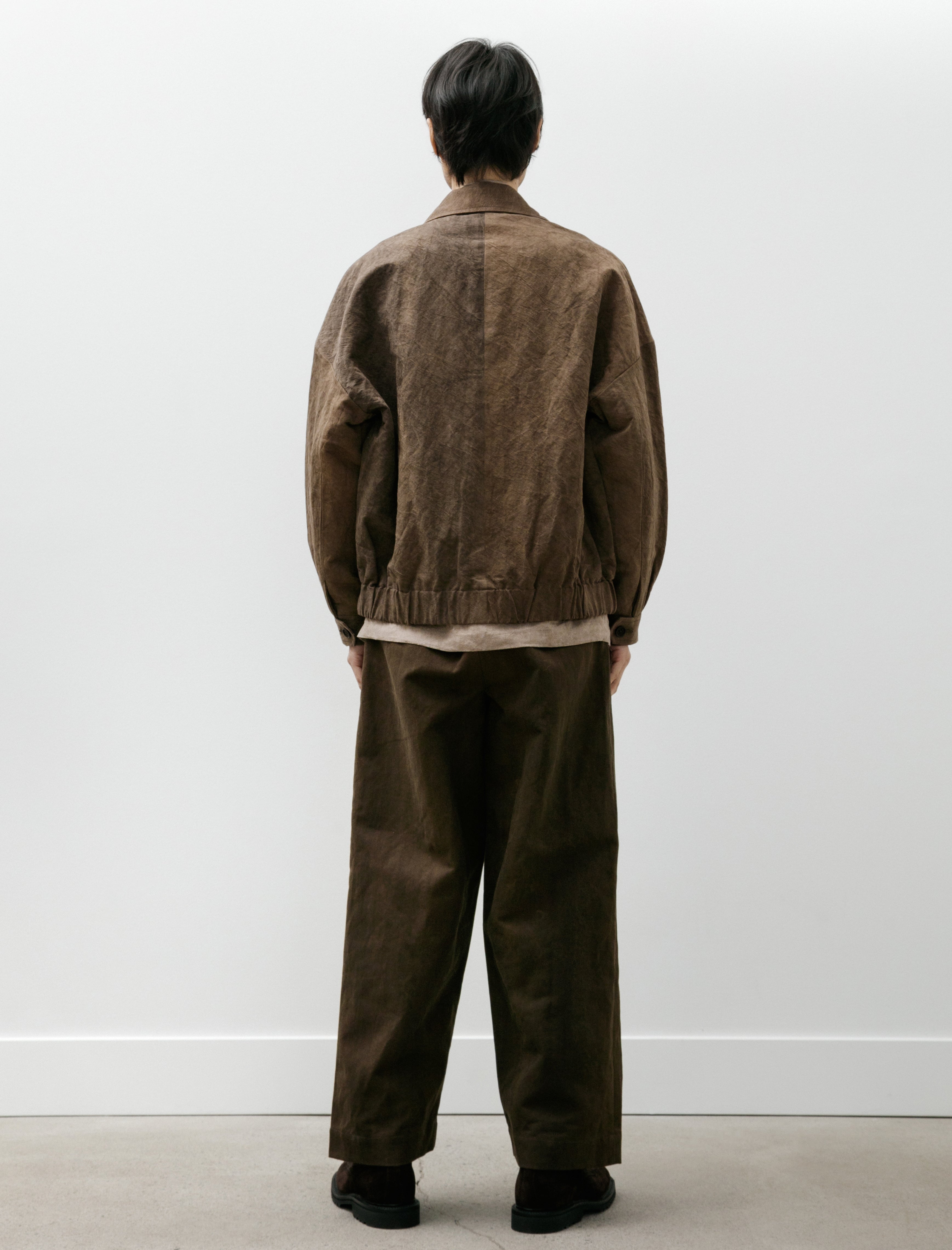 Evan Kinori Zip Jacket Two Natural Dye Twill Persimmon Iron Dye