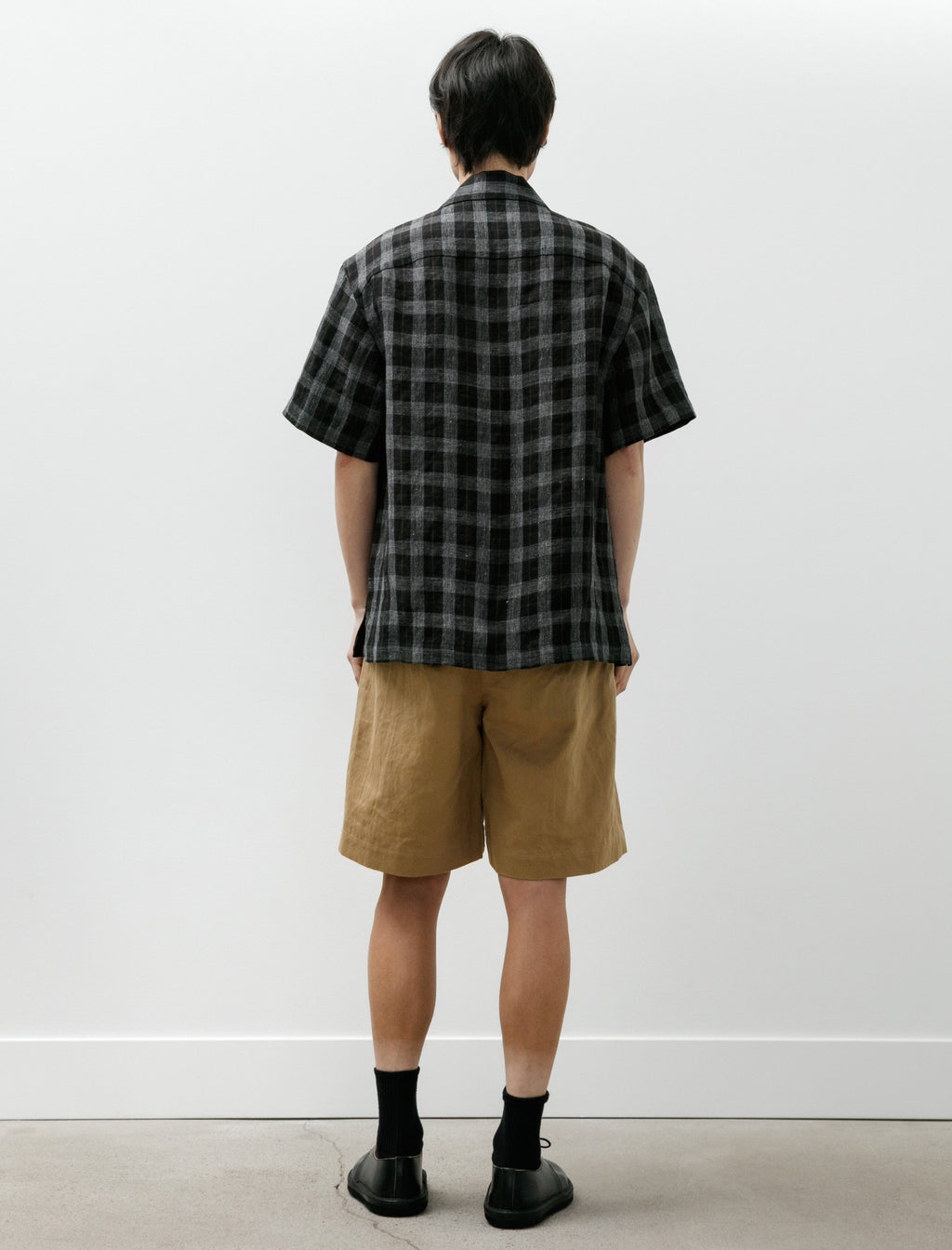Evan Kinori Two Pleat Short Cotton/Washi Twill Natural Gallnut Dye