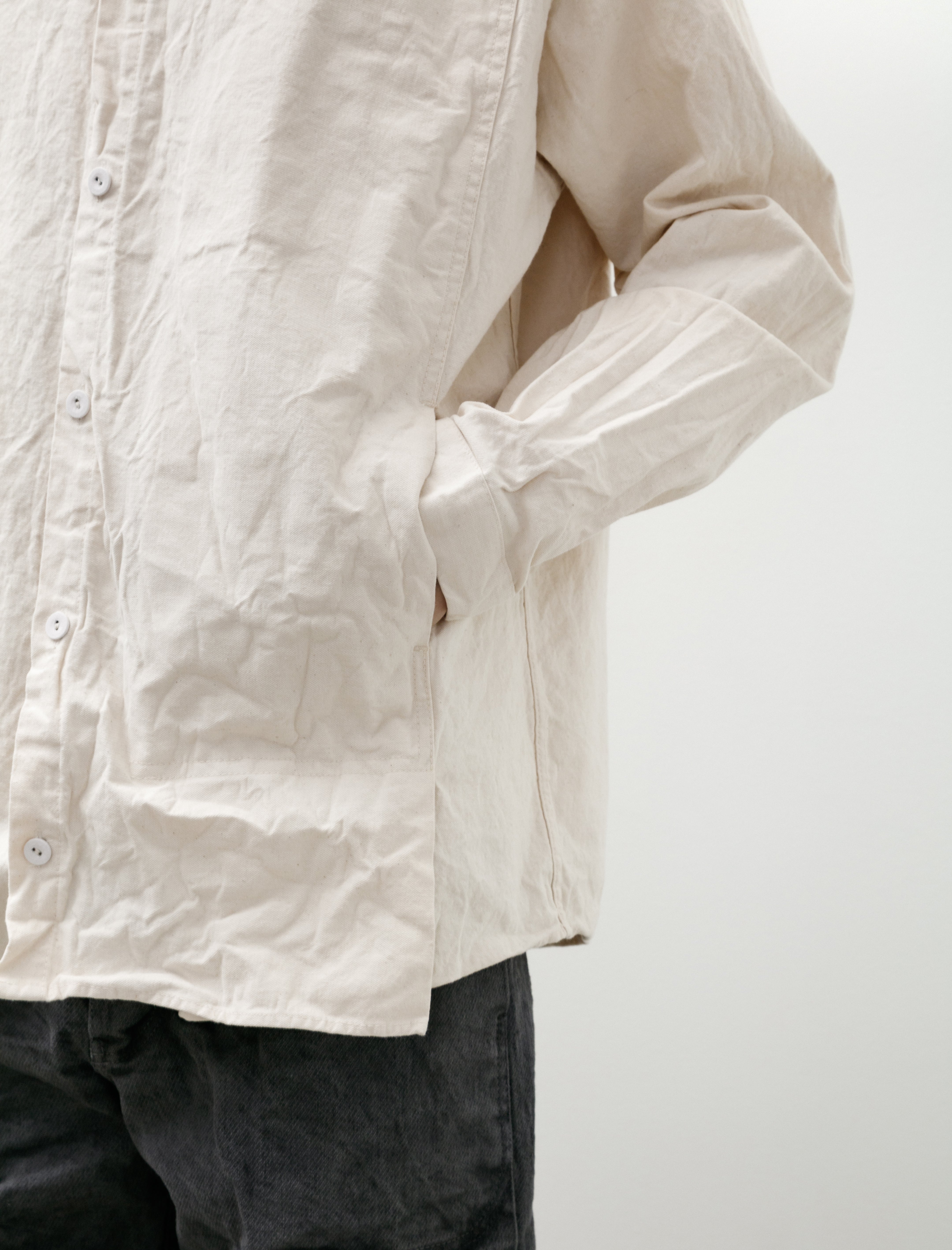 Tender 401 Pleat Pocket Shirt Cotton Drop Cloth Rinsed