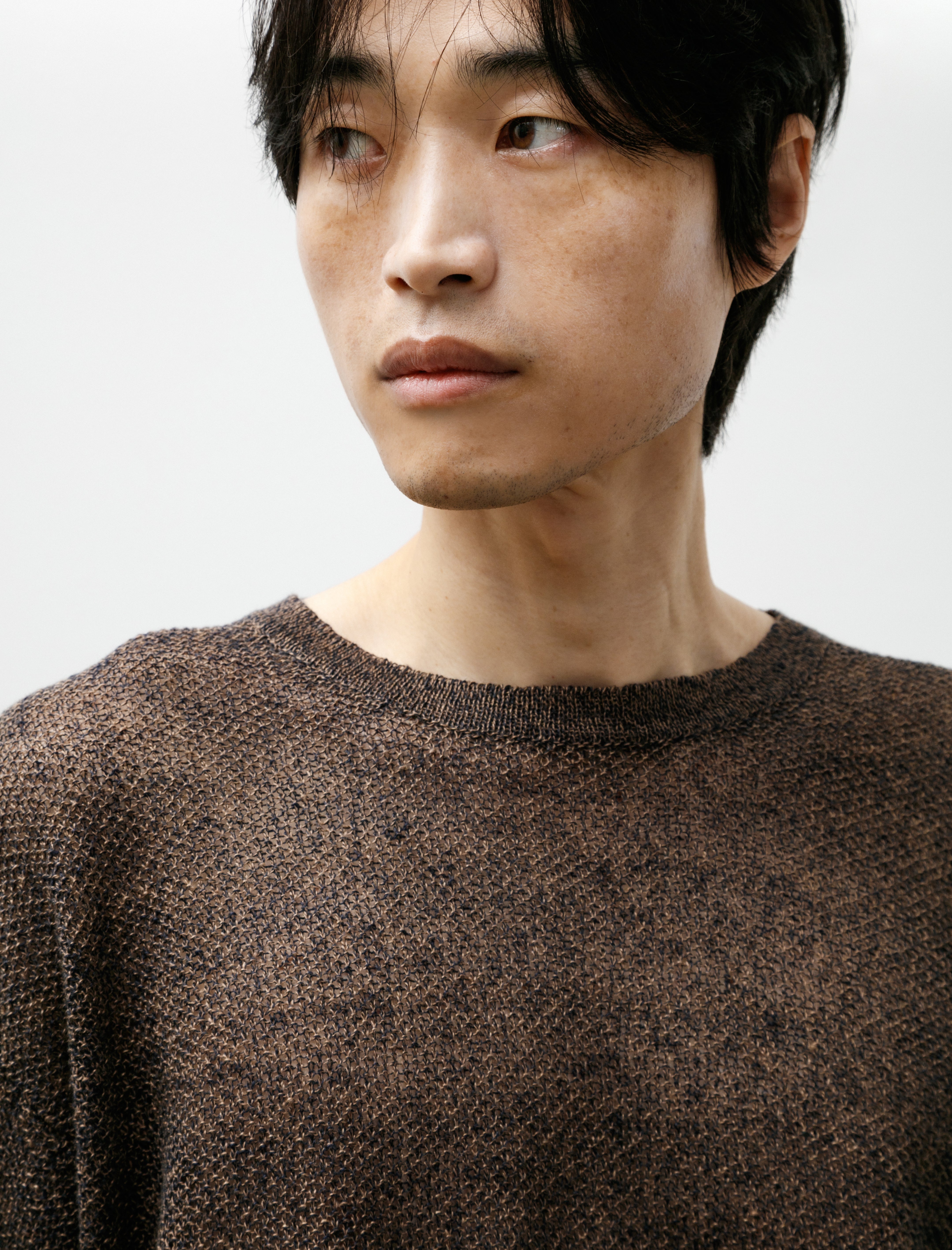 Seya Komorebi Sweater Large GG Kanoko Indigo X Mud Melange