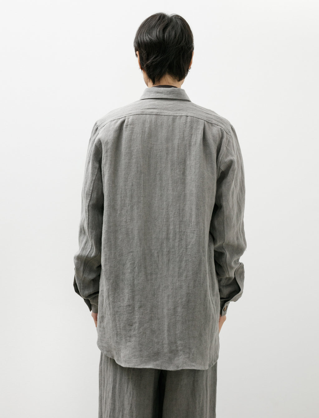 Frank Leder Zip Charcoal Dyed Herringbone Linen Shirt – Neighbour