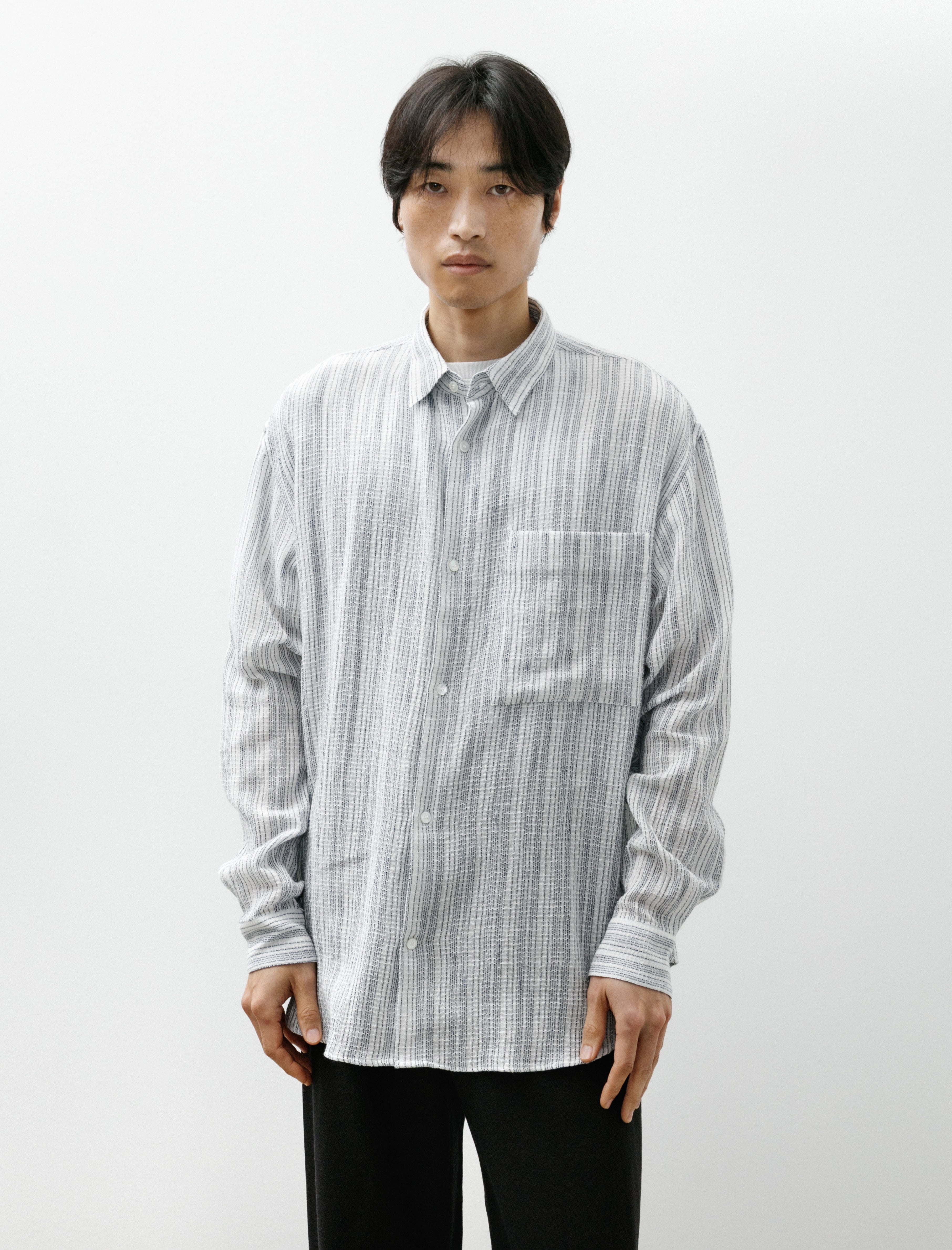 Seya Eternal Shirt Vegetable Dye Shuttle Crepe White Rain