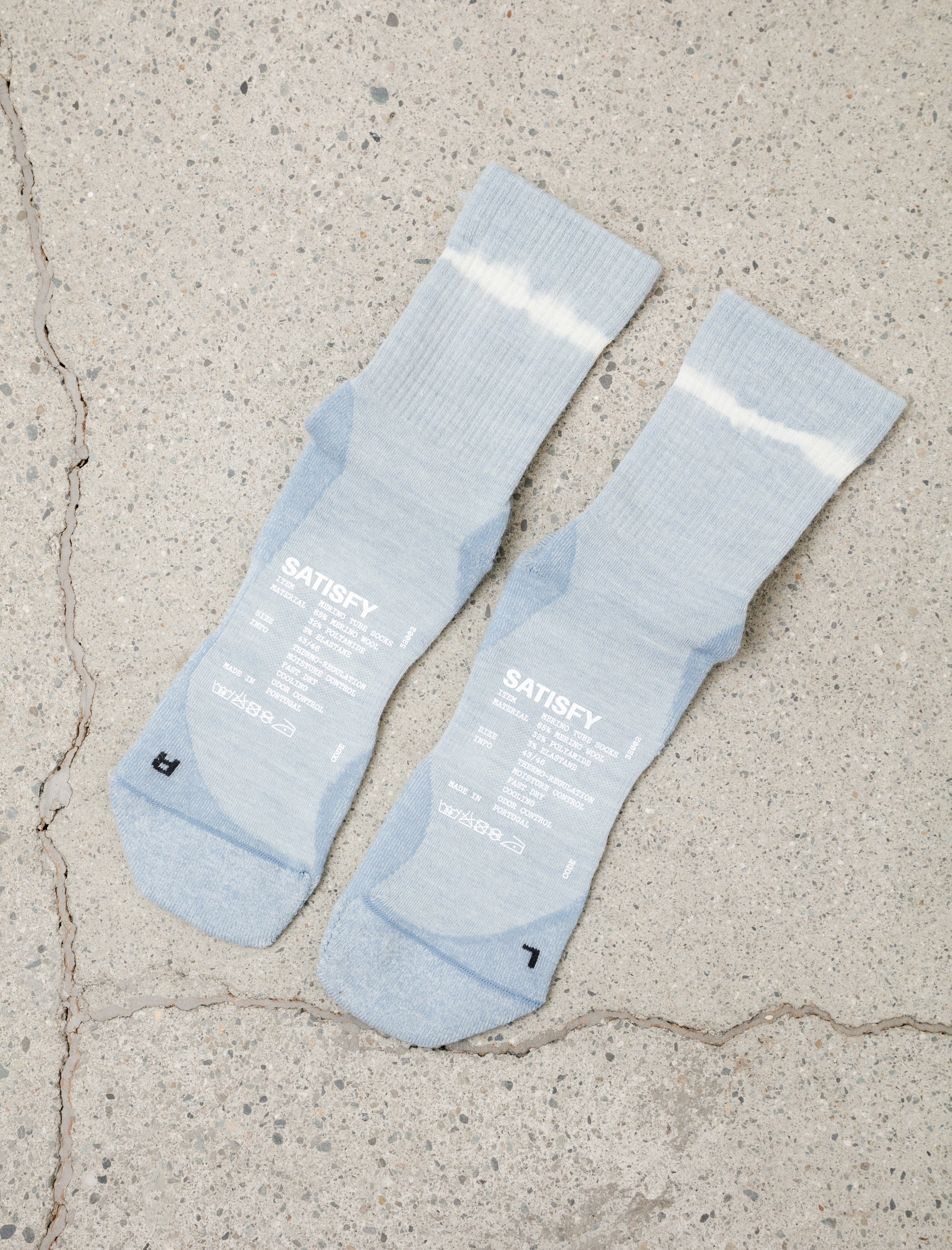 Satisfy Merino Nylon Tube Socks Dusty Blue Tie Dye
