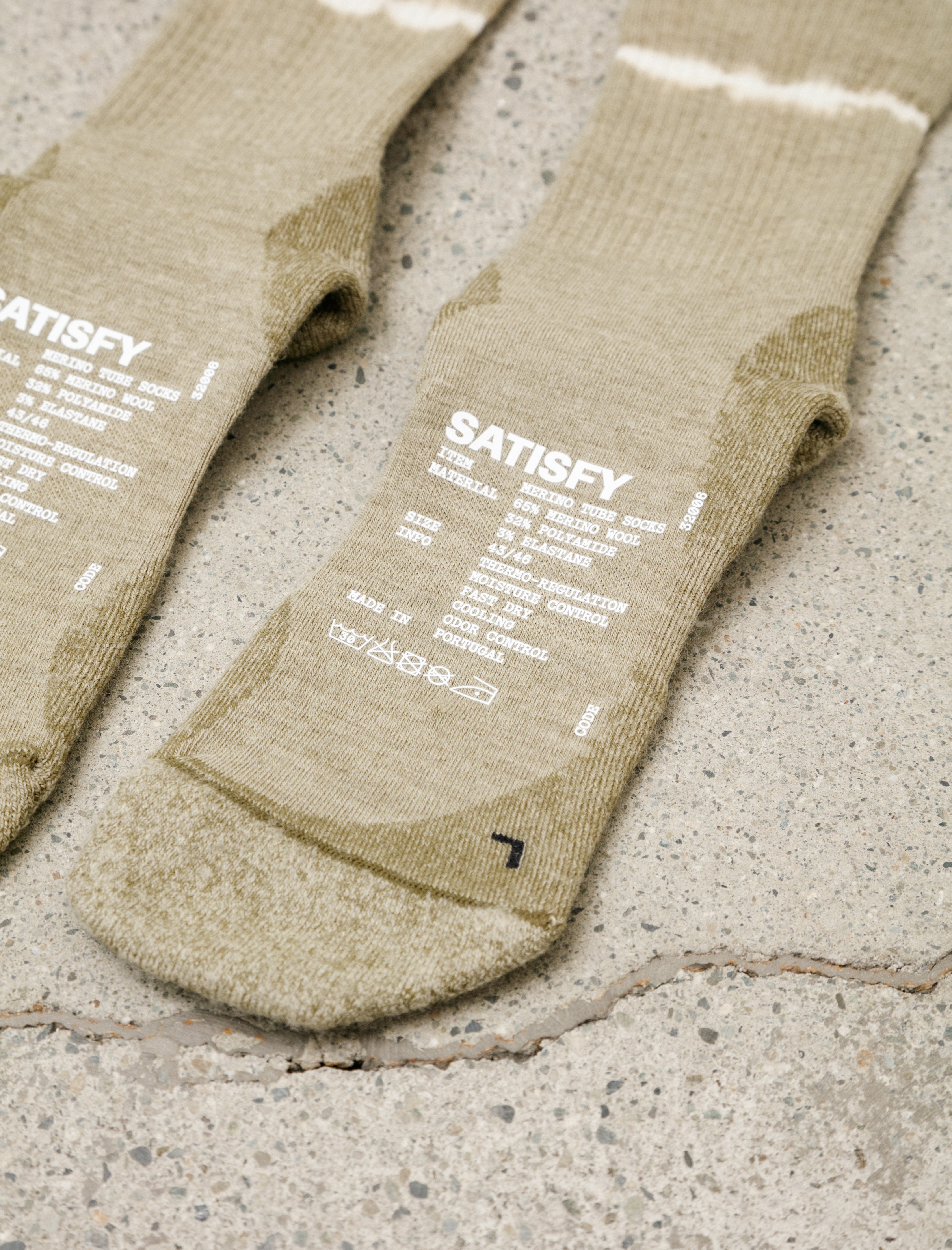 Satisfy Merino Nylon Tube Socks Tie Dye Covert Green